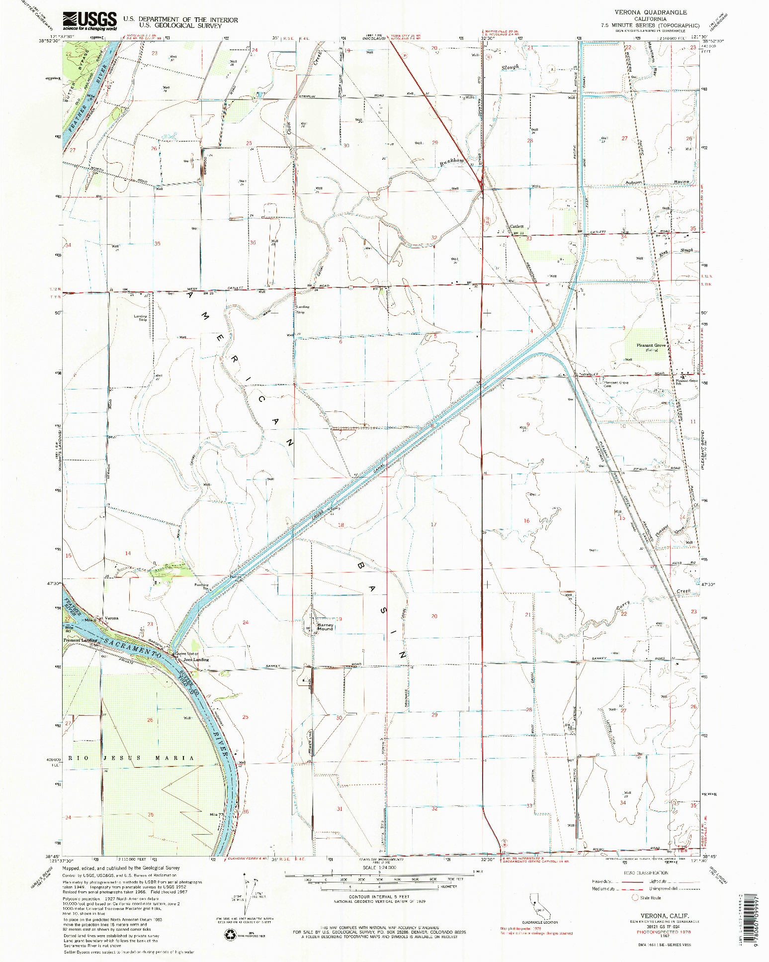 USGS 1:24000-SCALE QUADRANGLE FOR VERONA, CA 1967