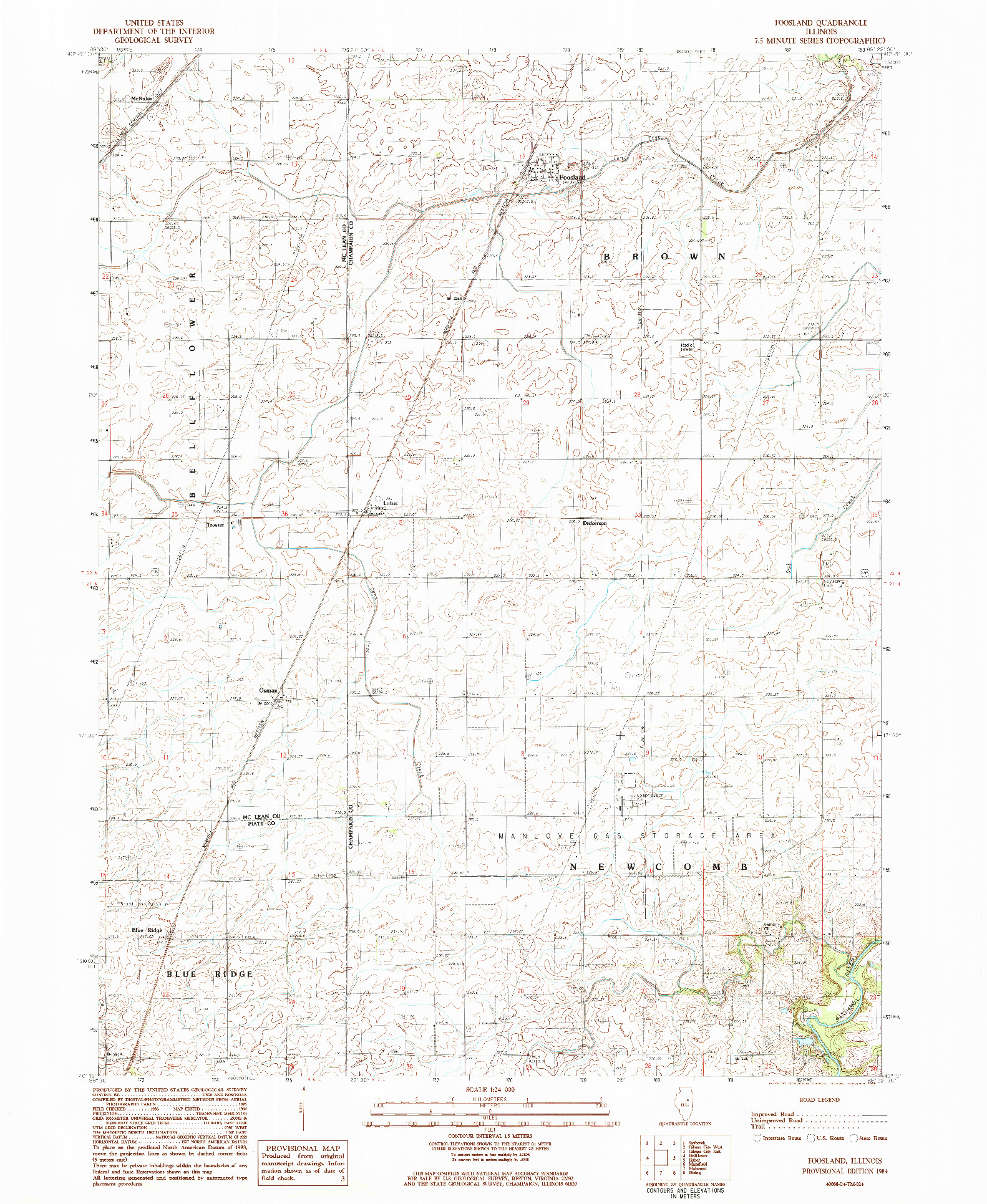 USGS 1:24000-SCALE QUADRANGLE FOR FOOSLAND, IL 1984