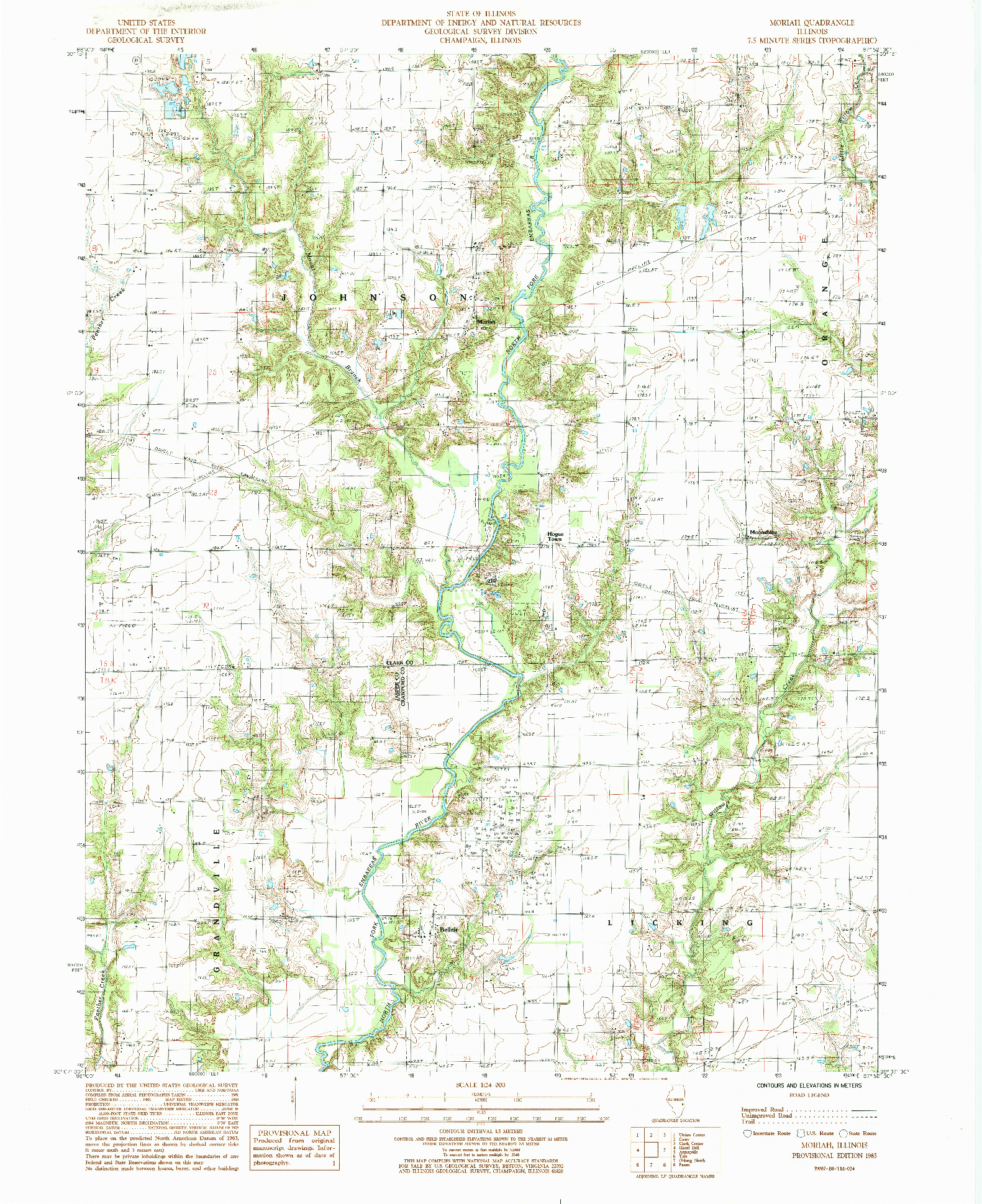 USGS 1:24000-SCALE QUADRANGLE FOR MORIAH, IL 1985
