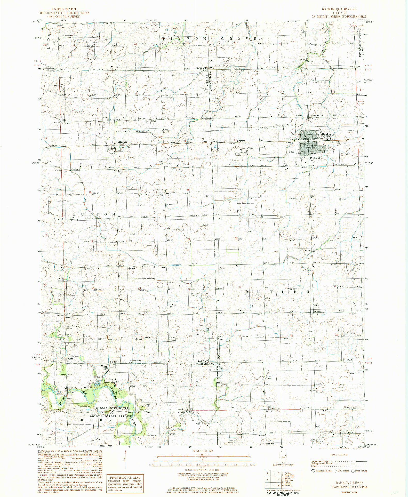 USGS 1:24000-SCALE QUADRANGLE FOR RANKIN, IL 1984