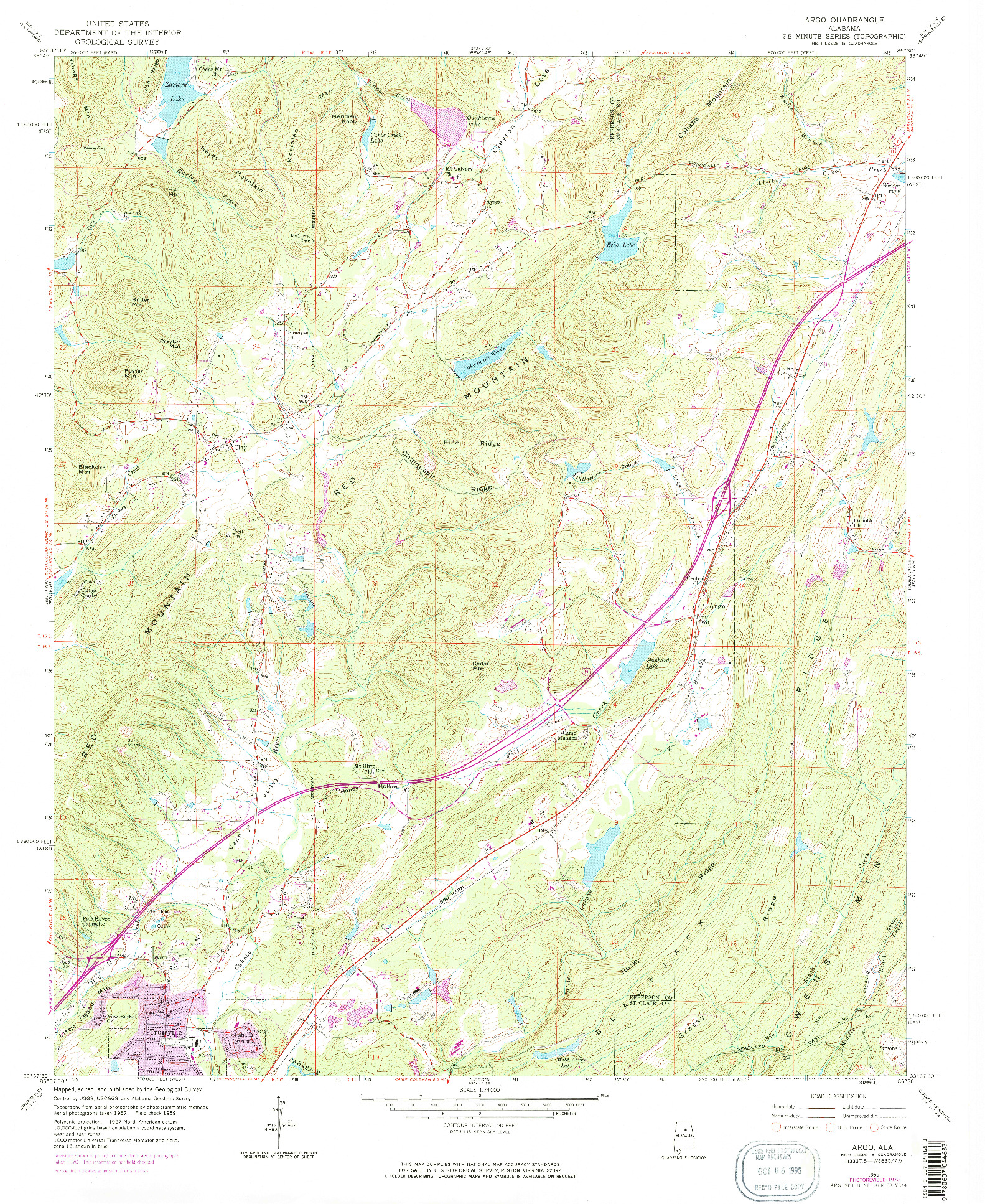 USGS 1:24000-SCALE QUADRANGLE FOR ARGO, AL 1959