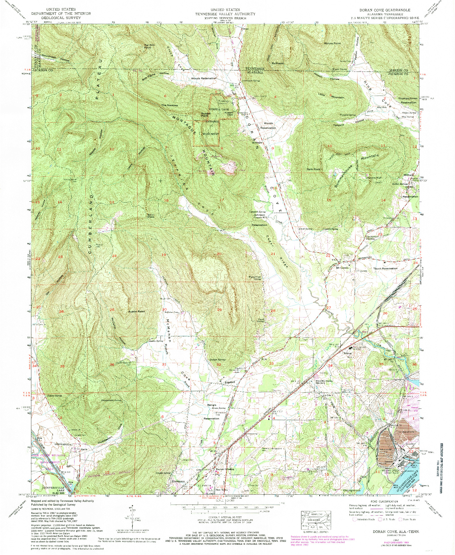 USGS 1:24000-SCALE QUADRANGLE FOR DORAN COVE, AL 1967