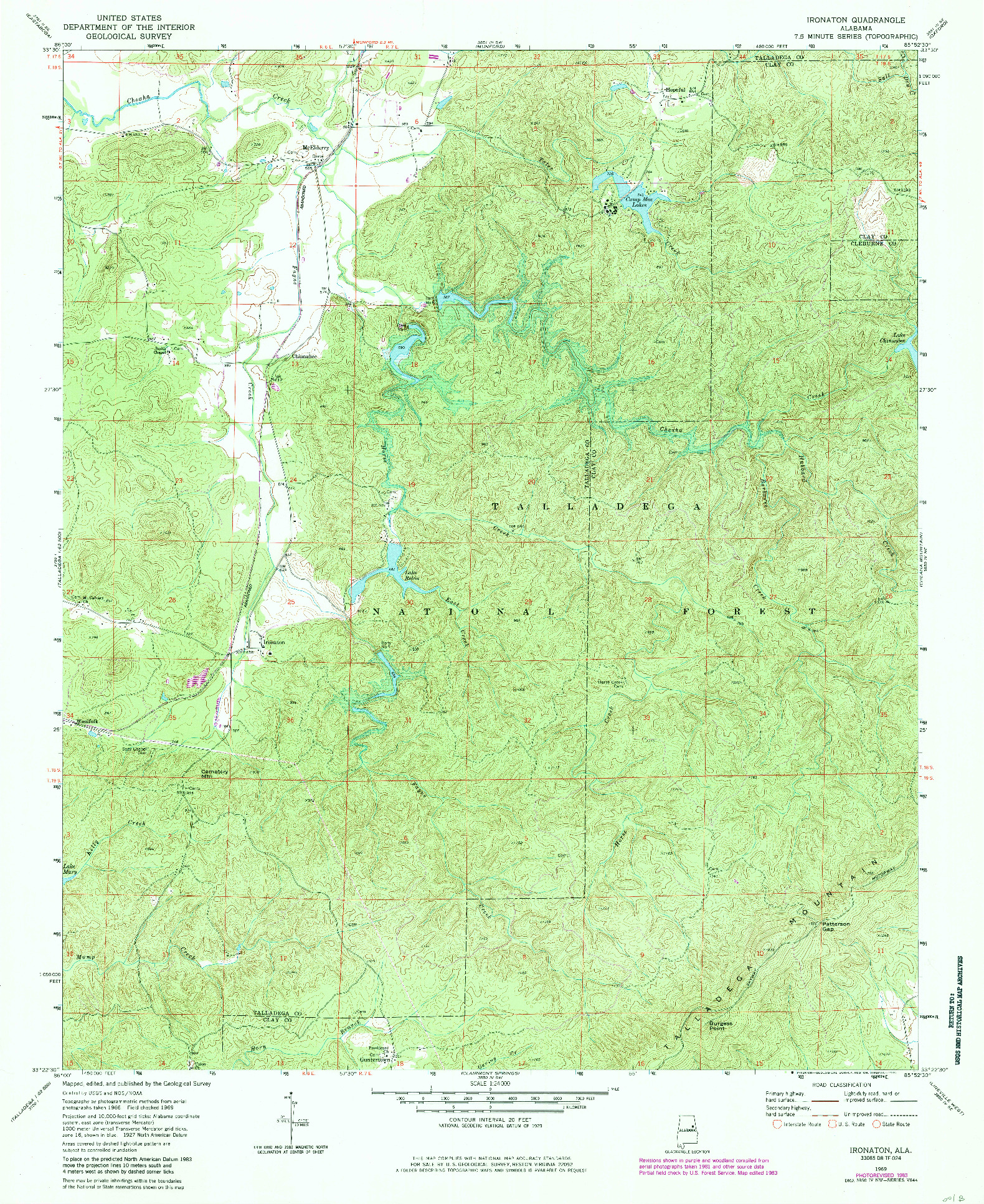 USGS 1:24000-SCALE QUADRANGLE FOR IRONATON, AL 1983