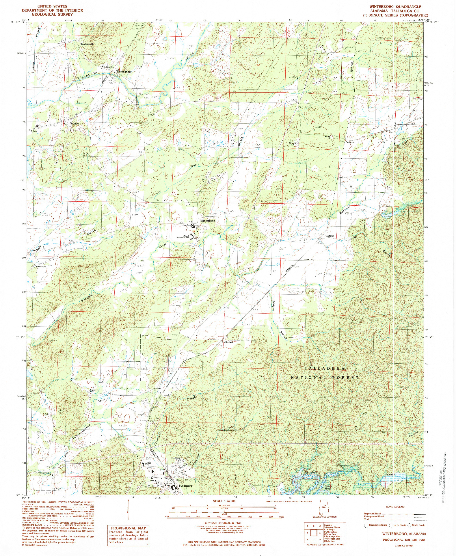 USGS 1:24000-SCALE QUADRANGLE FOR WINTERBORO, AL 1984