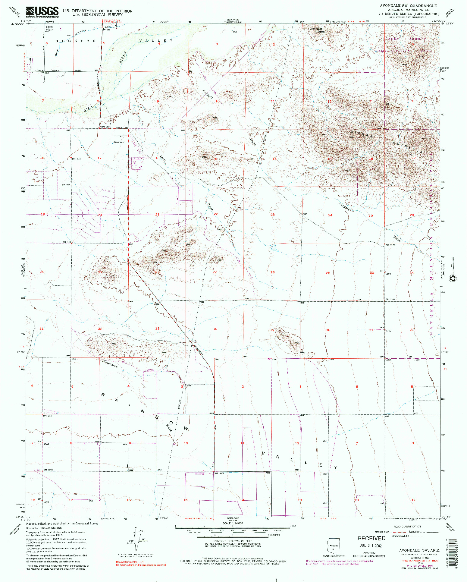 USGS 1:24000-SCALE QUADRANGLE FOR AVONDALE SW, AZ 1957