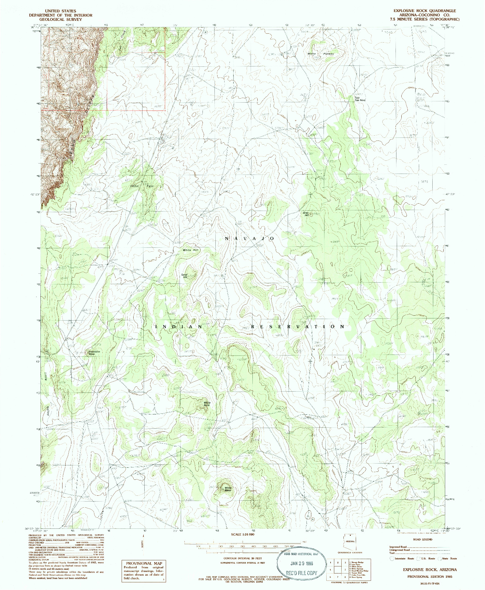 USGS 1:24000-SCALE QUADRANGLE FOR EXPLOSIVE ROCK, AZ 1985