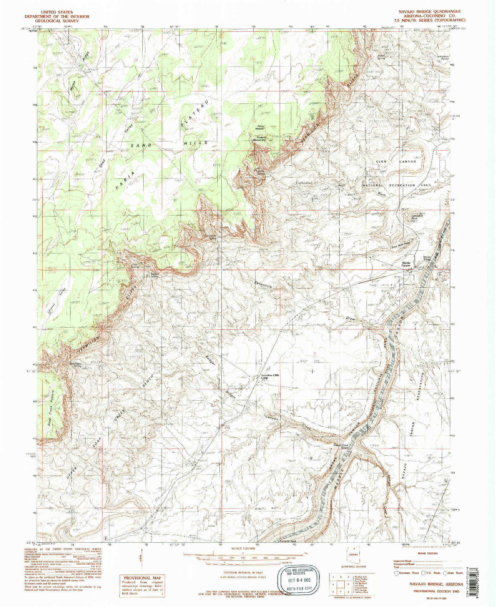 USGS 1:24000-SCALE QUADRANGLE FOR NAVAJO BRIDGE, AZ 1985