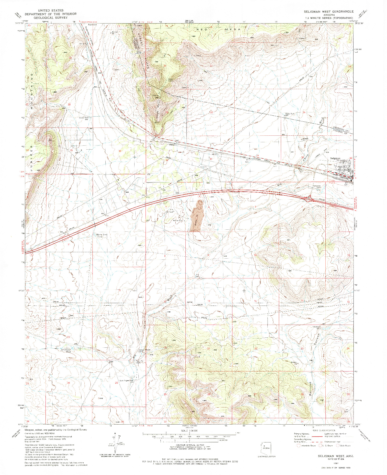 USGS 1:24000-SCALE QUADRANGLE FOR SELIGMAN WEST, AZ 1981