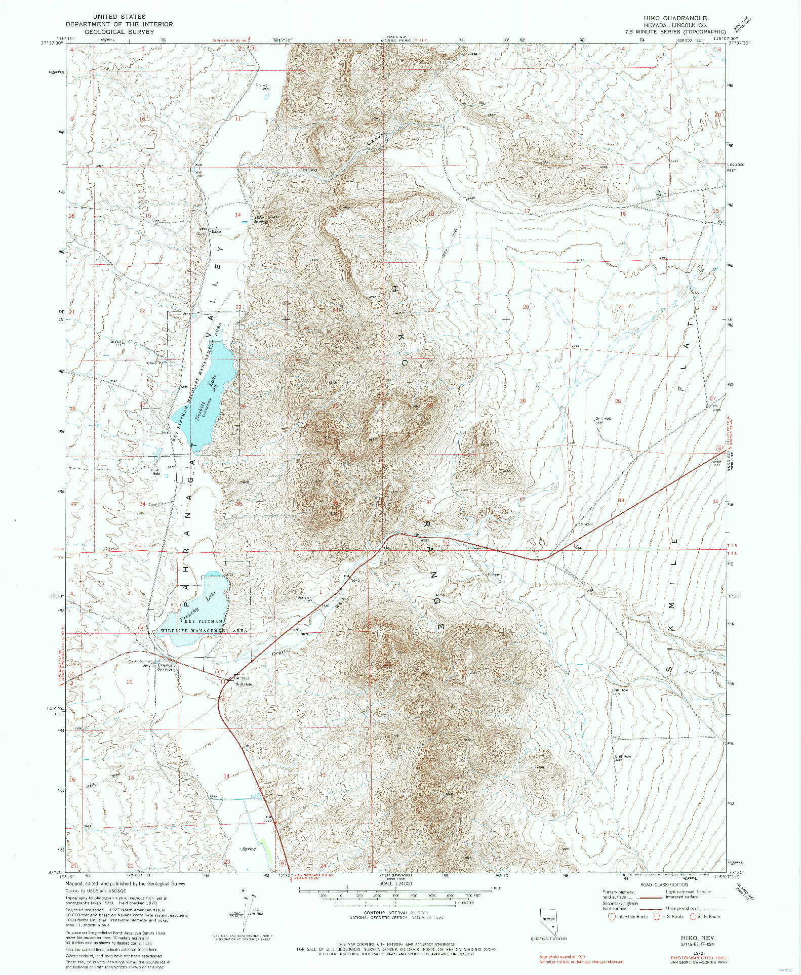 USGS 1:24000-SCALE QUADRANGLE FOR HIKO, NV 1970