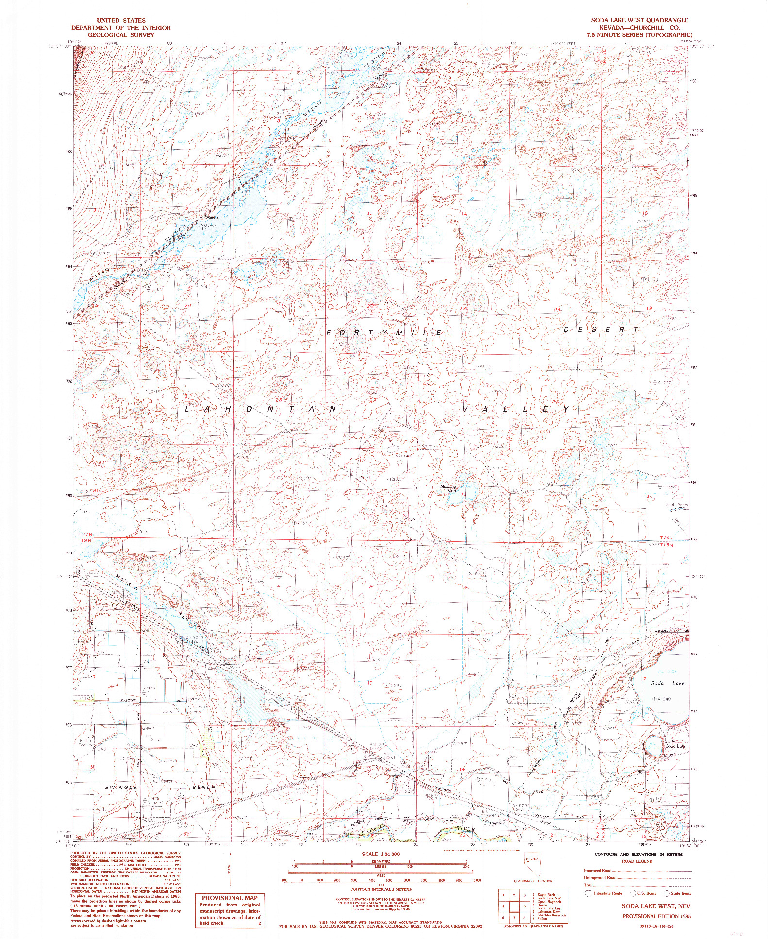 USGS 1:24000-SCALE QUADRANGLE FOR SODA LAKE WEST, NV 1985