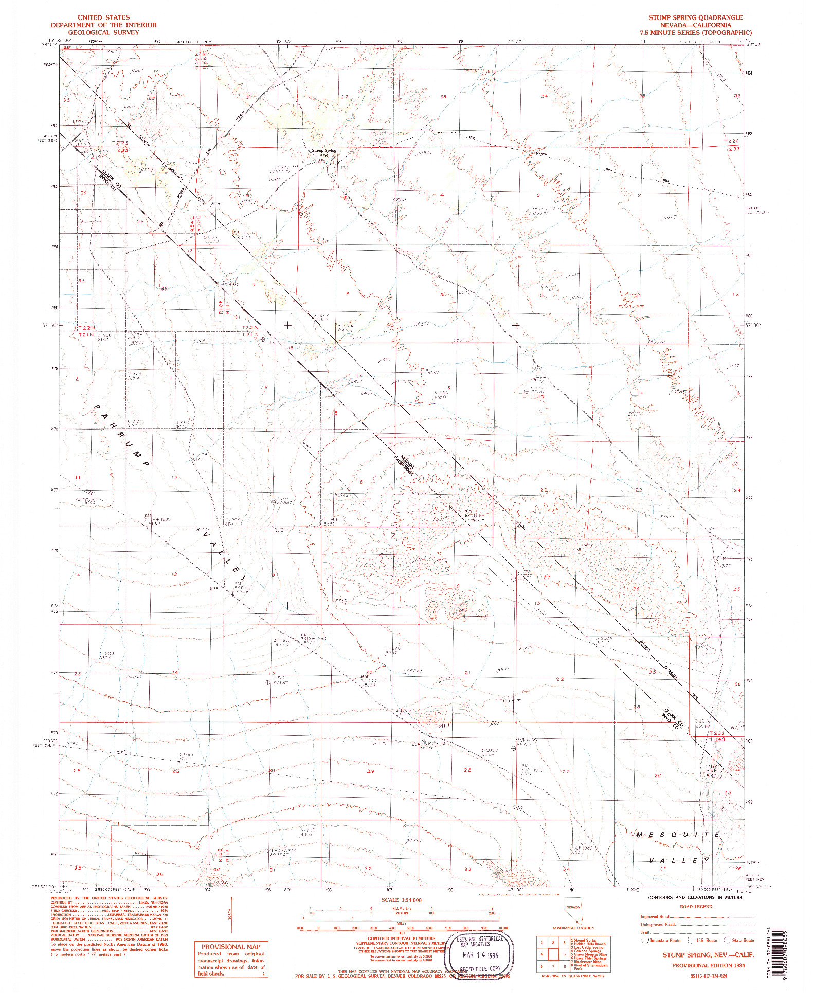 USGS 1:24000-SCALE QUADRANGLE FOR STUMP SPRING, NV 1984