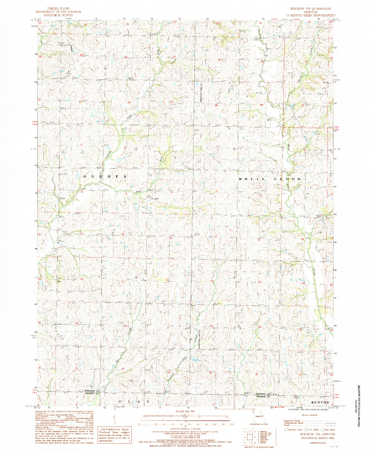 USGS 1:24000-SCALE QUADRANGLE FOR BOLCKOW NW, MO 1984