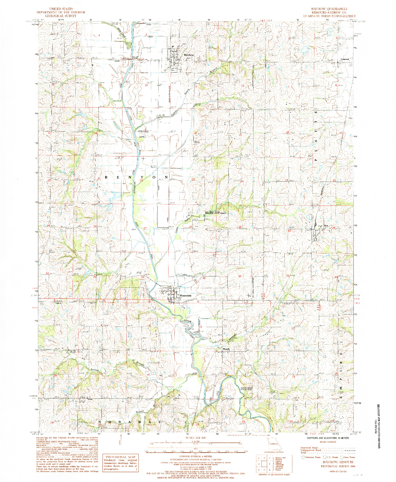 USGS 1:24000-SCALE QUADRANGLE FOR BOLCKOW, MO 1984