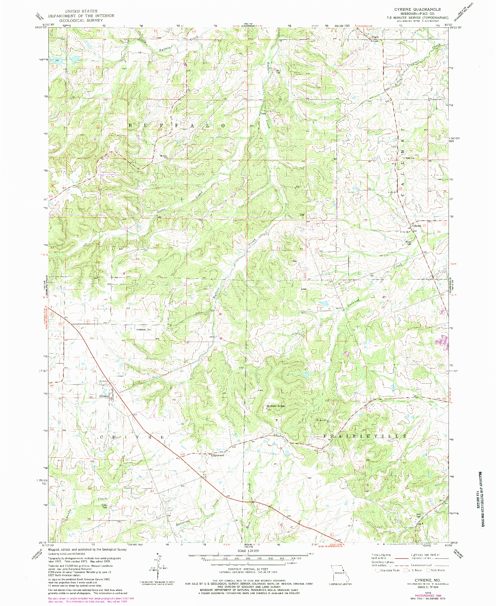 USGS 1:24000-SCALE QUADRANGLE FOR CYRENE, MO 1978