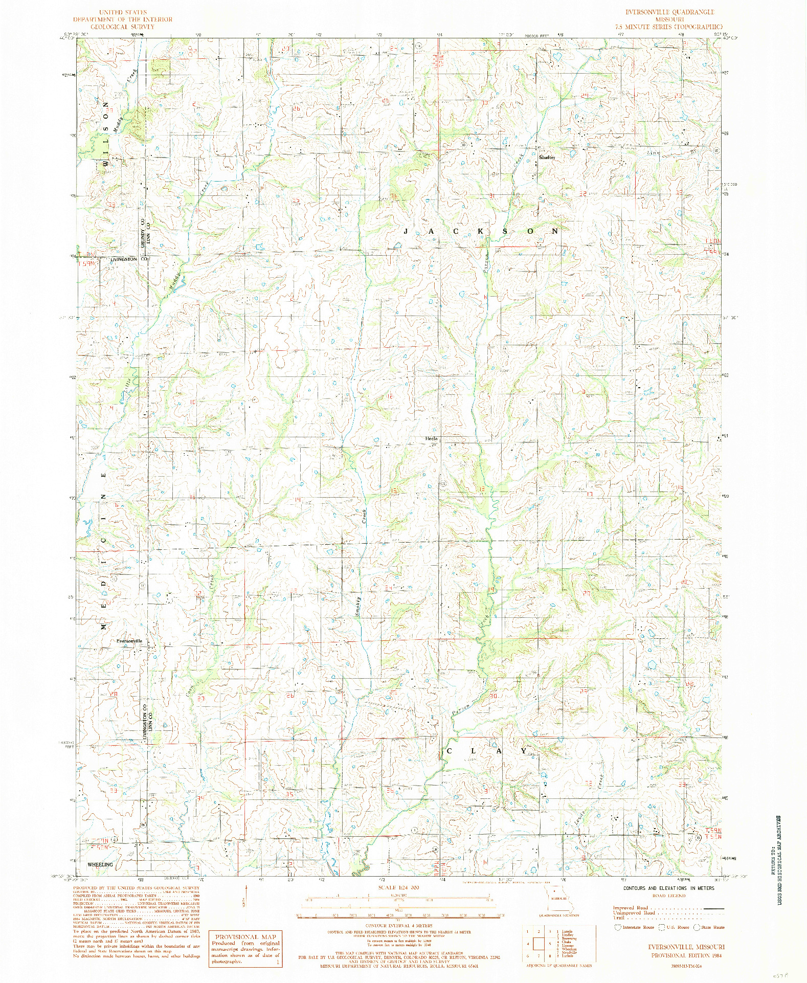 USGS 1:24000-SCALE QUADRANGLE FOR EVERSONVILLE, MO 1984