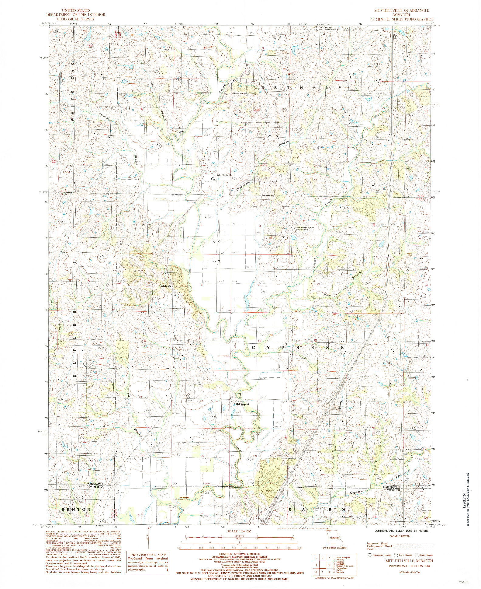 USGS 1:24000-SCALE QUADRANGLE FOR MITCHELLVILLE, MO 1984