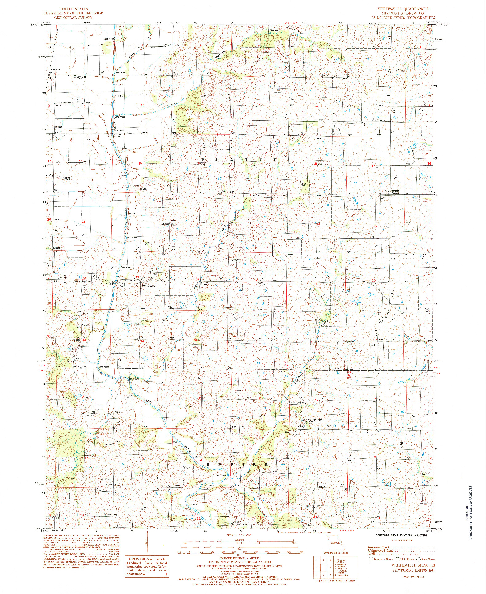 USGS 1:24000-SCALE QUADRANGLE FOR WHITESVILLE, MO 1984