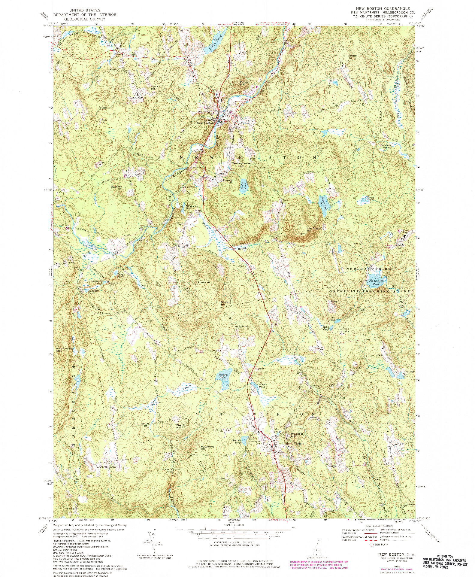 USGS 1:24000-SCALE QUADRANGLE FOR NEW BOSTON, NH 1968