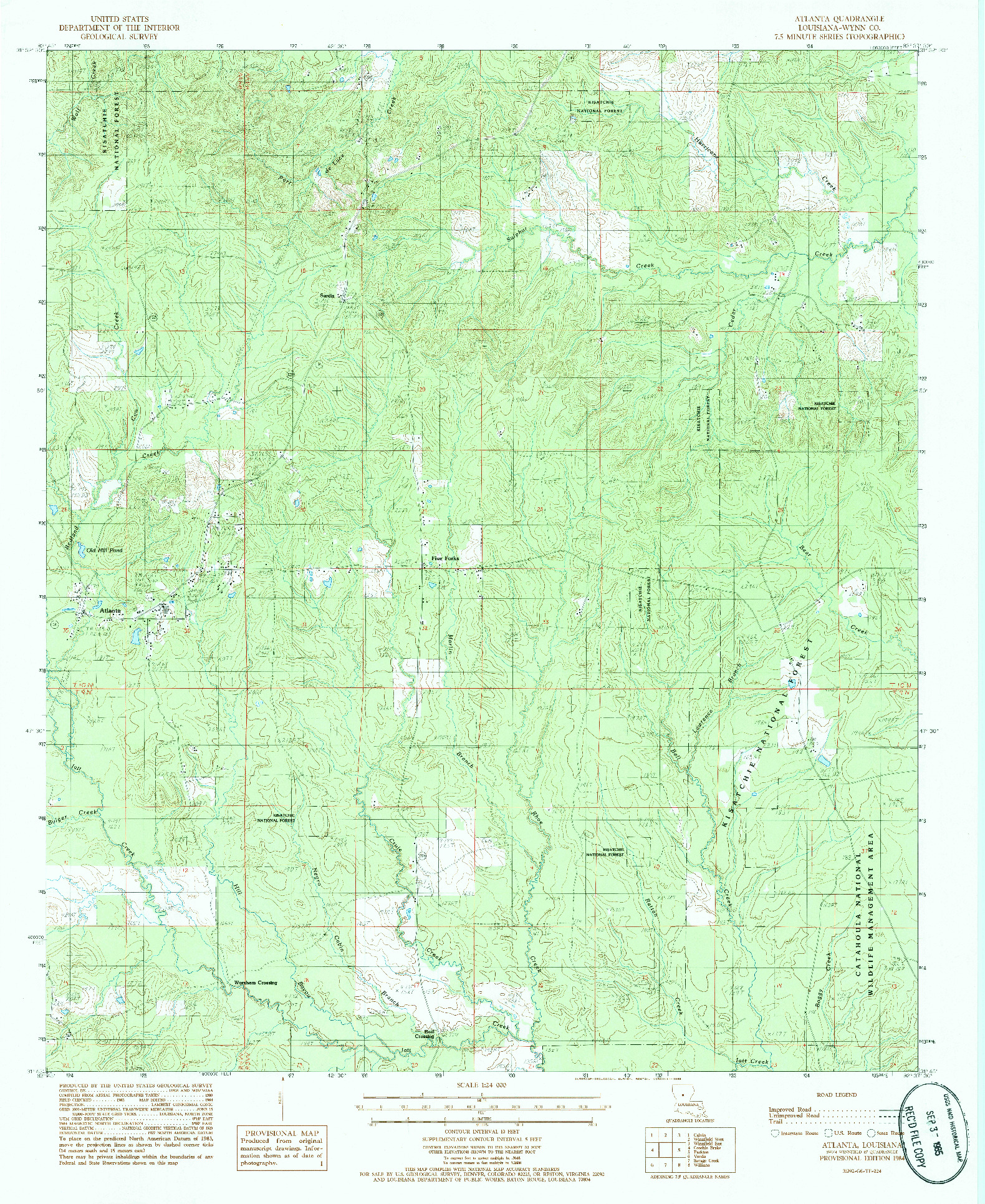 USGS 1:24000-SCALE QUADRANGLE FOR ATLANTA, LA 1984