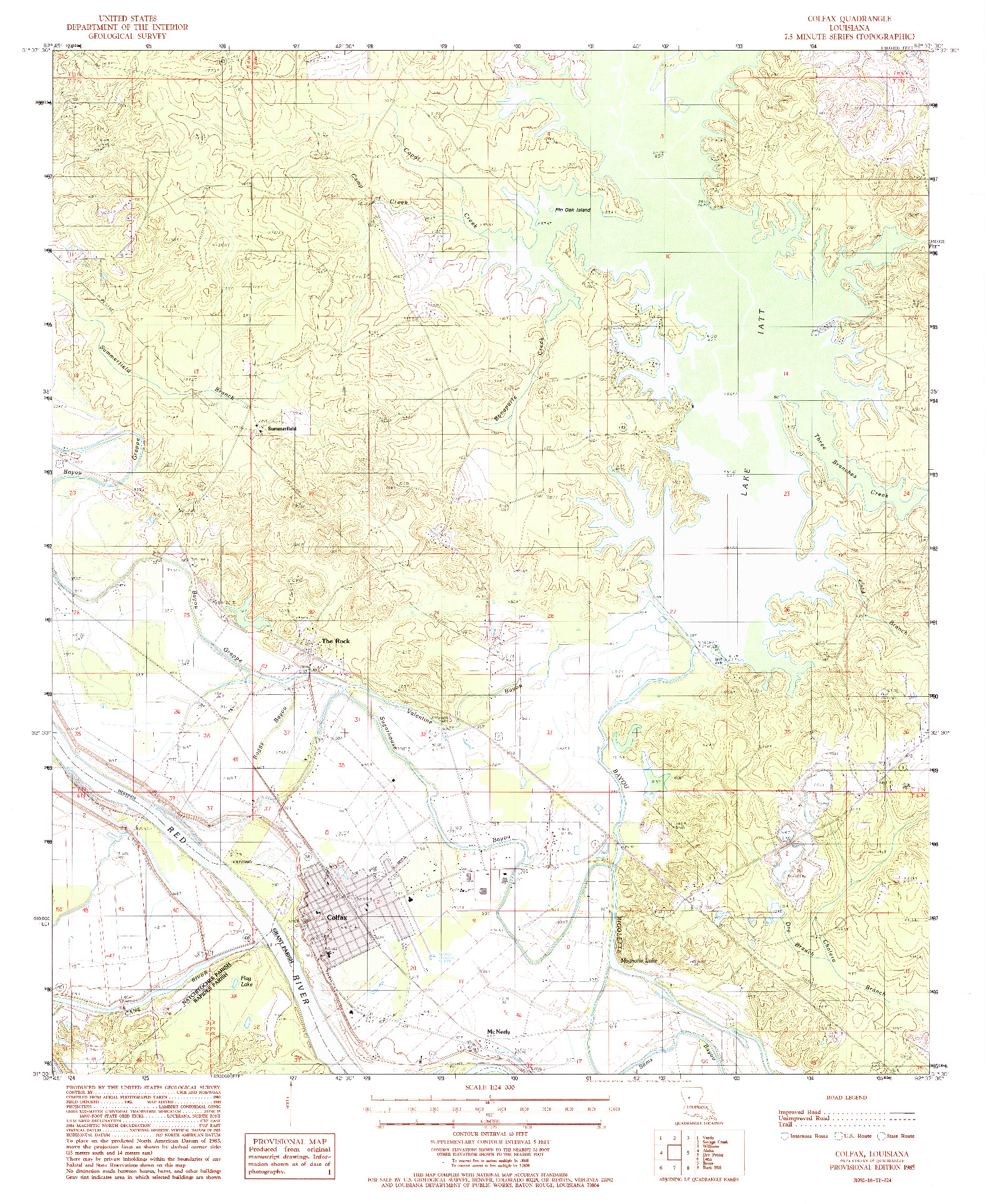 USGS 1:24000-SCALE QUADRANGLE FOR COLFAX, LA 1985