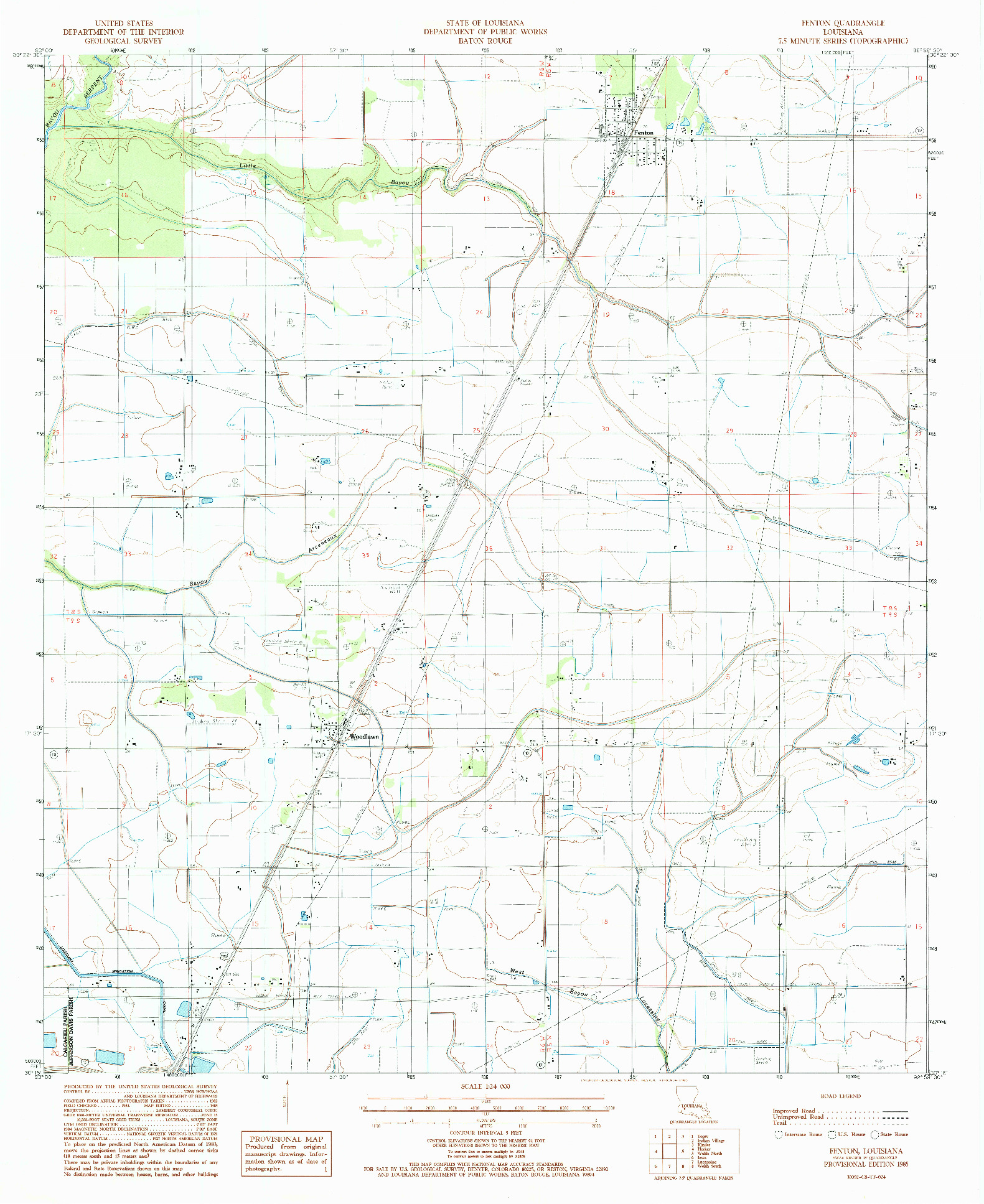 USGS 1:24000-SCALE QUADRANGLE FOR FENTON, LA 1985