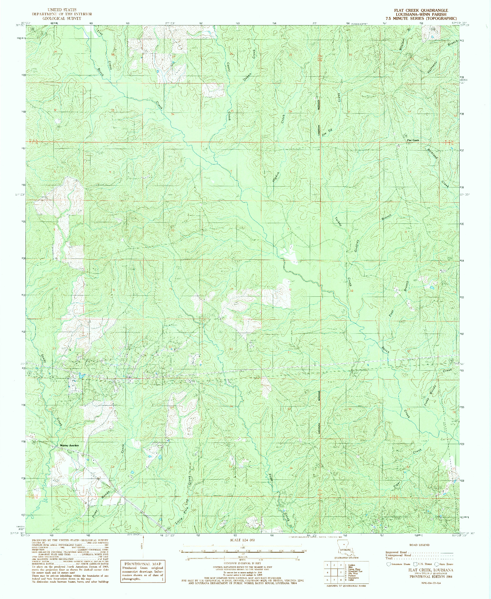 USGS 1:24000-SCALE QUADRANGLE FOR FLAT CREEK, LA 1984
