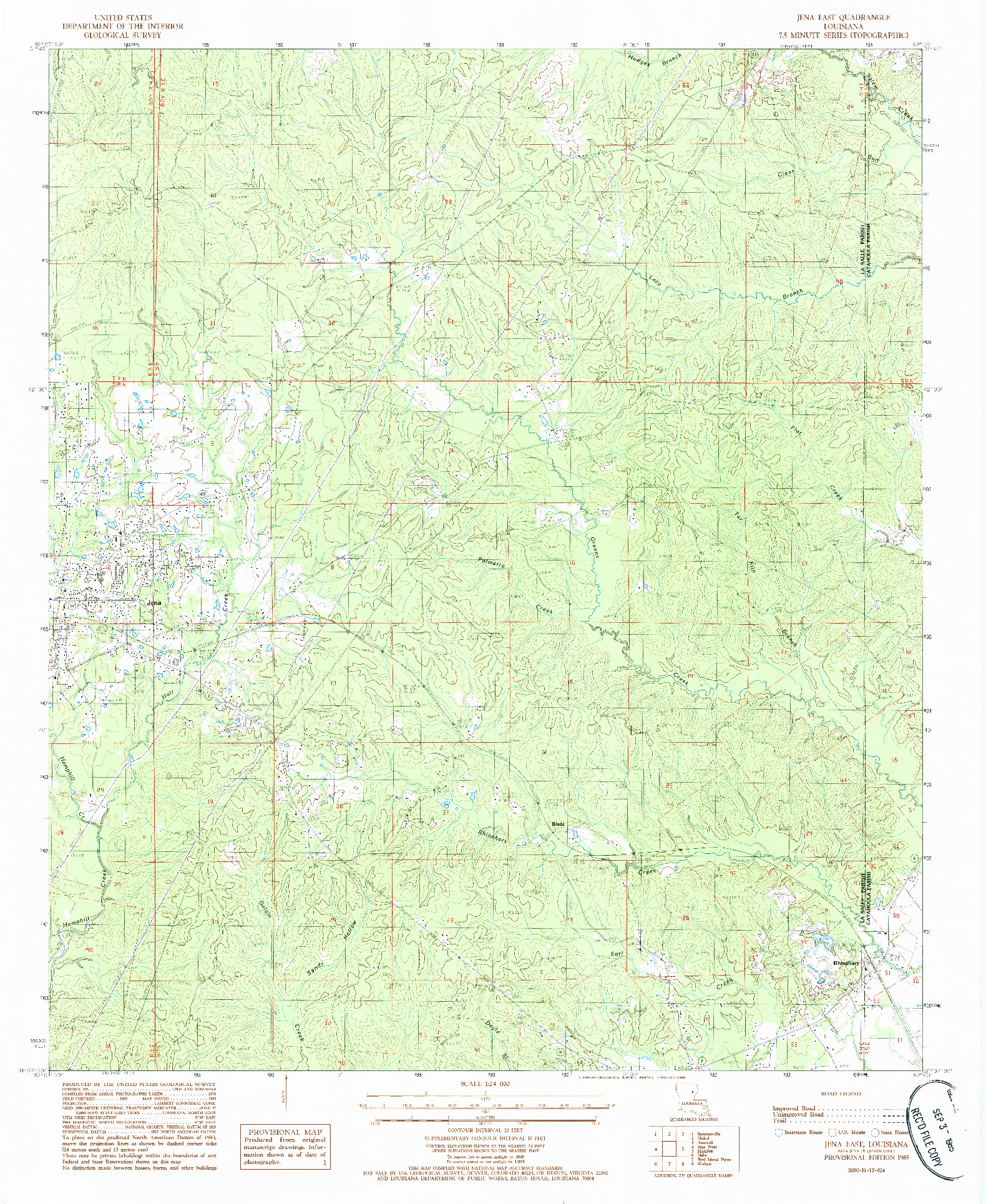 USGS 1:24000-SCALE QUADRANGLE FOR JENA EAST, LA 1985