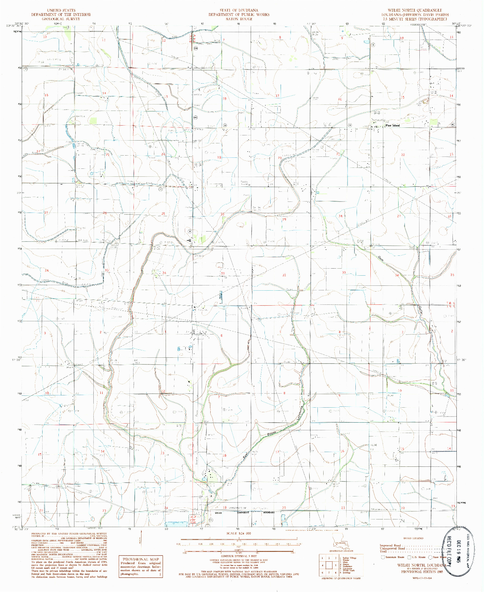 USGS 1:24000-SCALE QUADRANGLE FOR WELSH NORTH, LA 1985