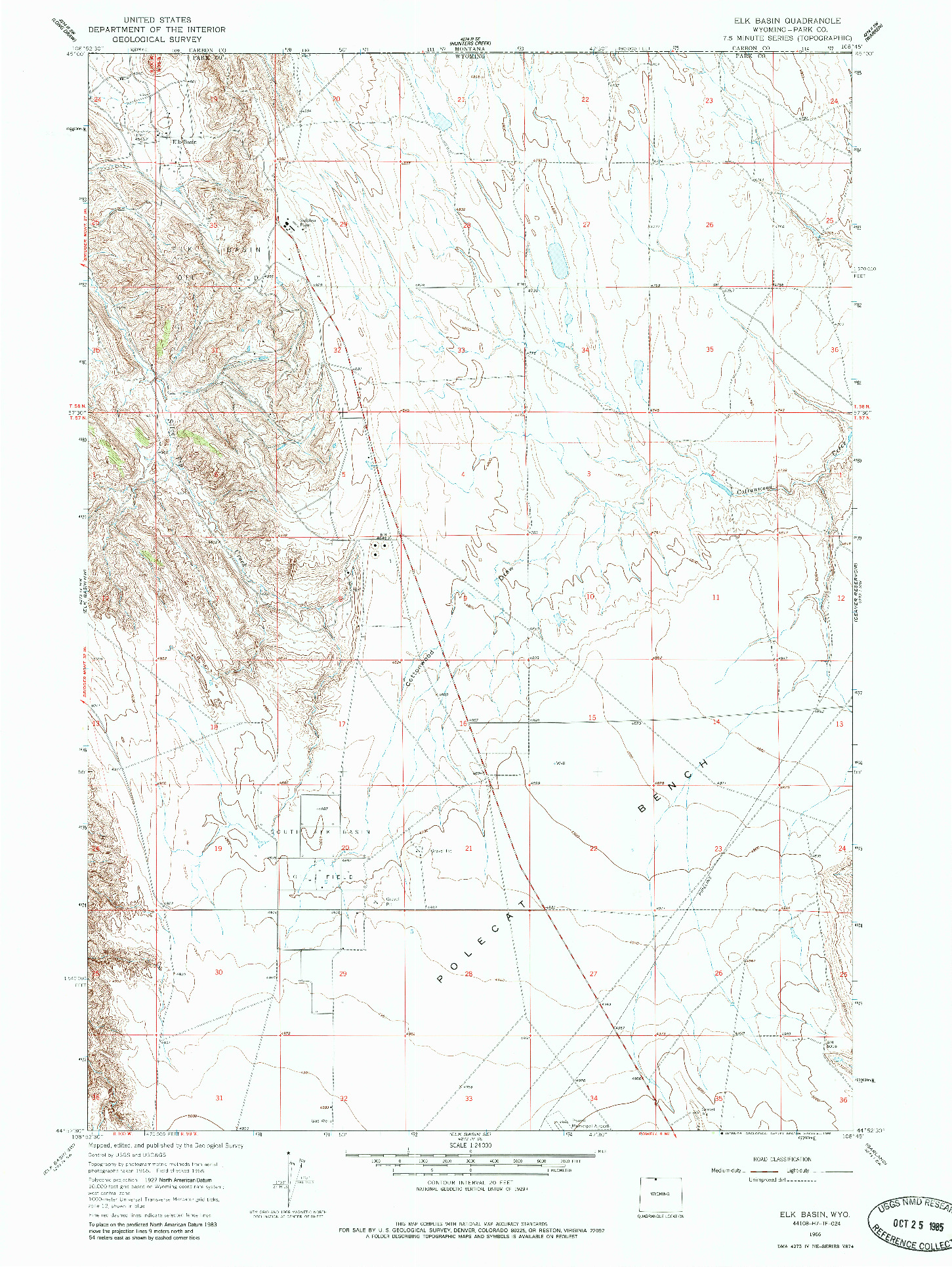 USGS 1:24000-SCALE QUADRANGLE FOR ELK BASIN, WY 1966