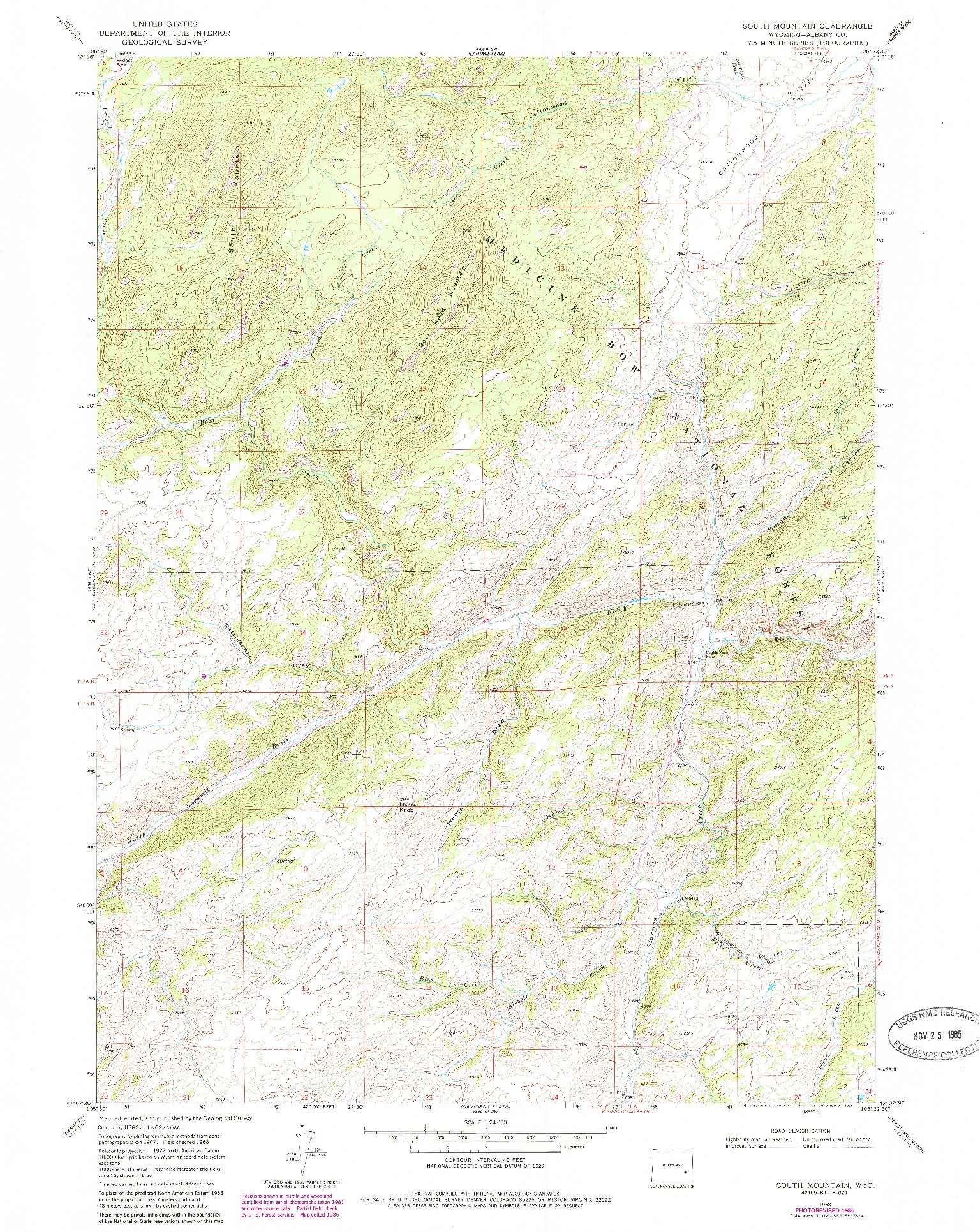 USGS 1:24000-SCALE QUADRANGLE FOR SOUTH MOUNTAIN, WY 1968
