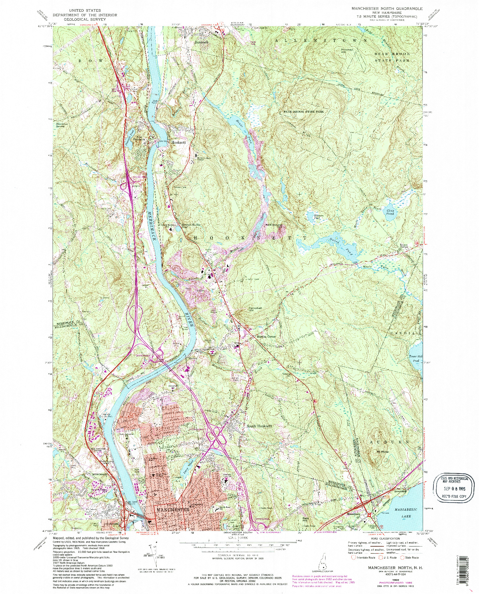 USGS 1:24000-SCALE QUADRANGLE FOR MANCHESTER NORTH, NH 1968