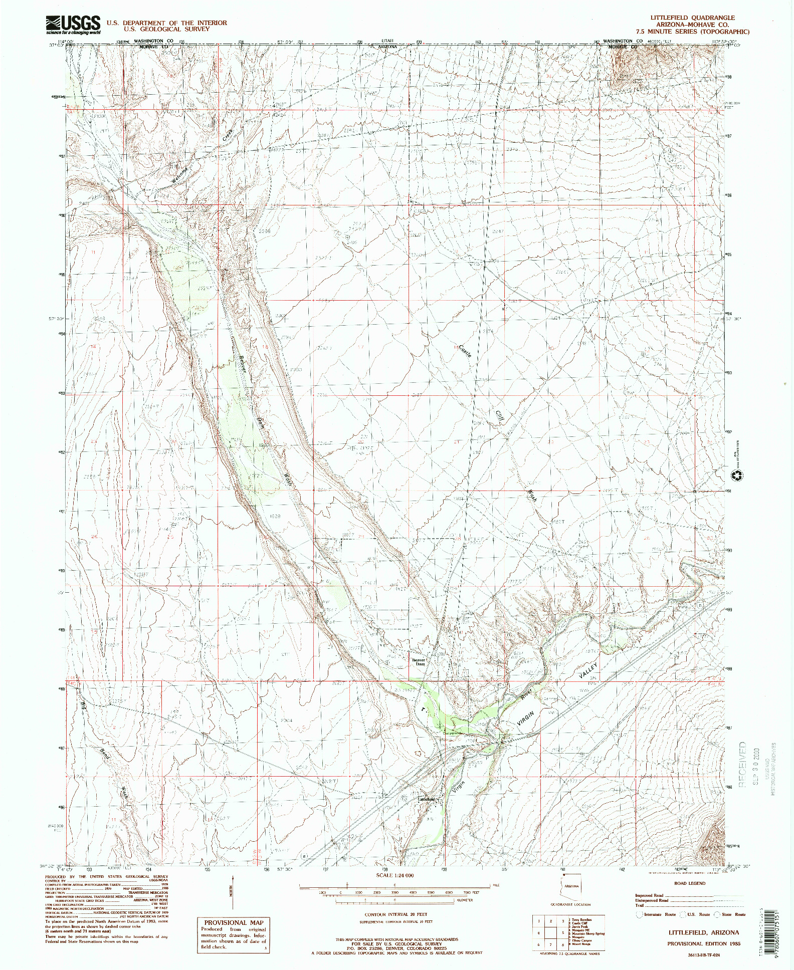 USGS 1:24000-SCALE QUADRANGLE FOR LITTLEFIELD, AZ 1985