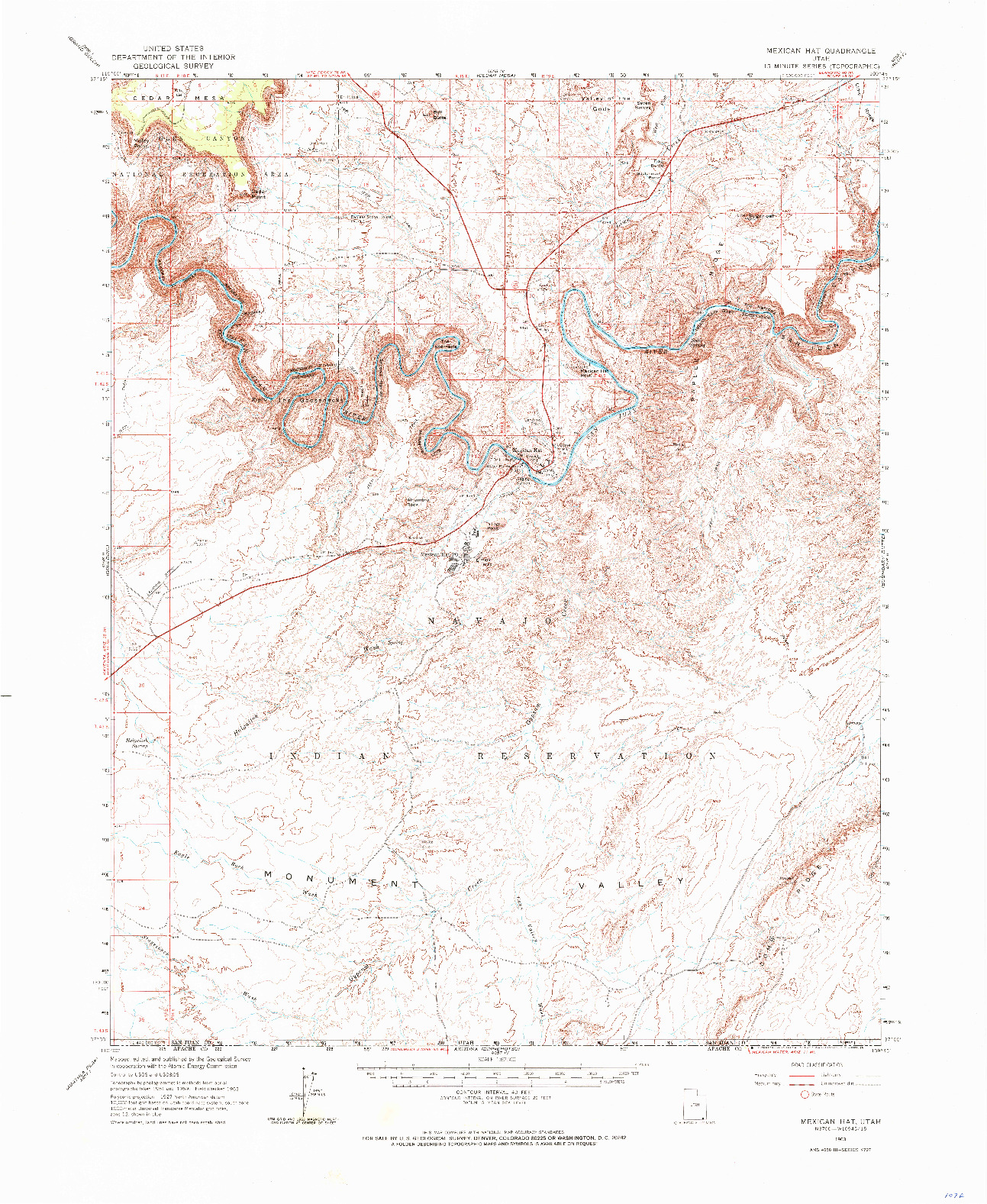 USGS 1:62500-SCALE QUADRANGLE FOR MEXICAN HAT, UT 1963