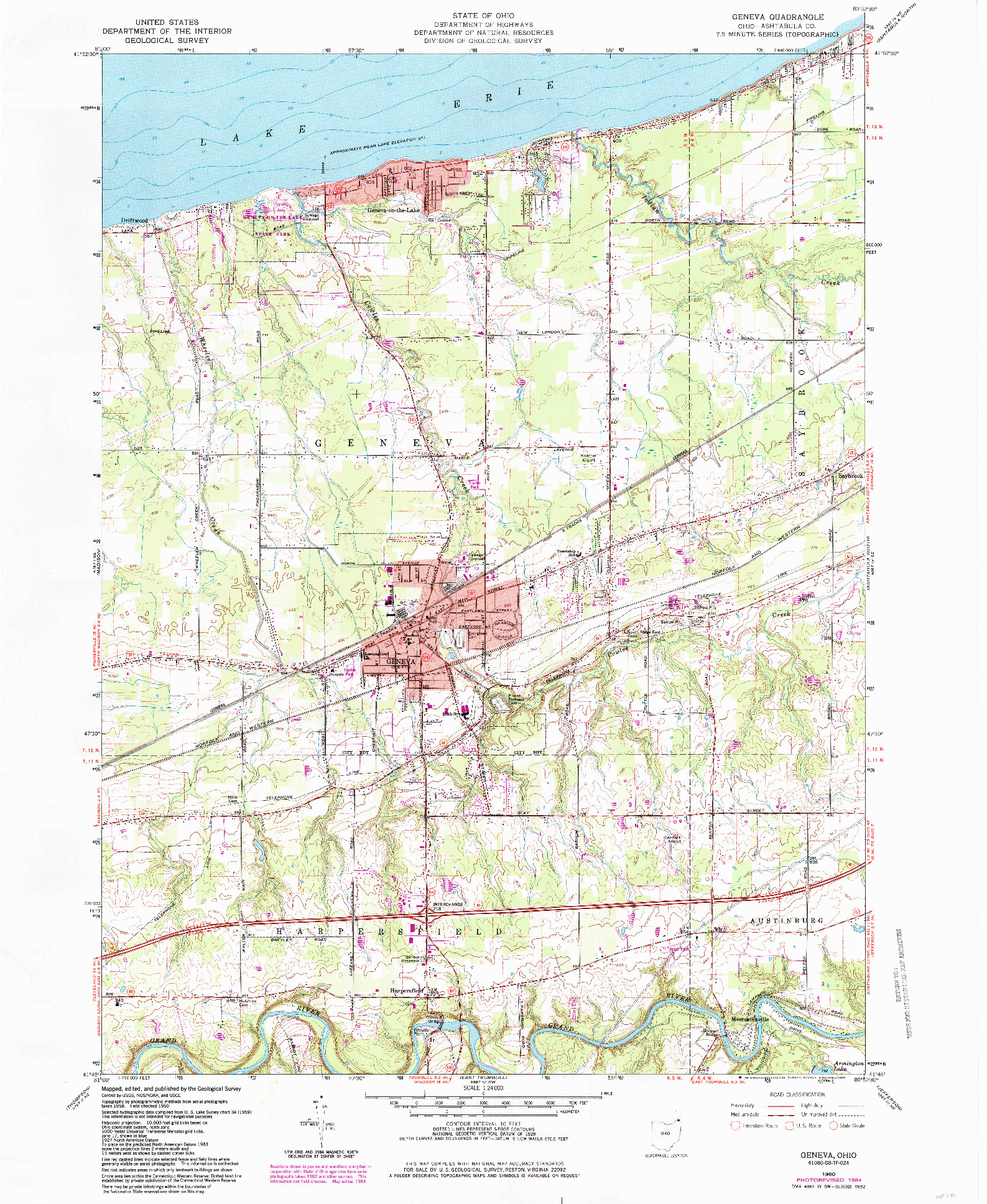 USGS 1:24000-SCALE QUADRANGLE FOR GENEVA, OH 1960