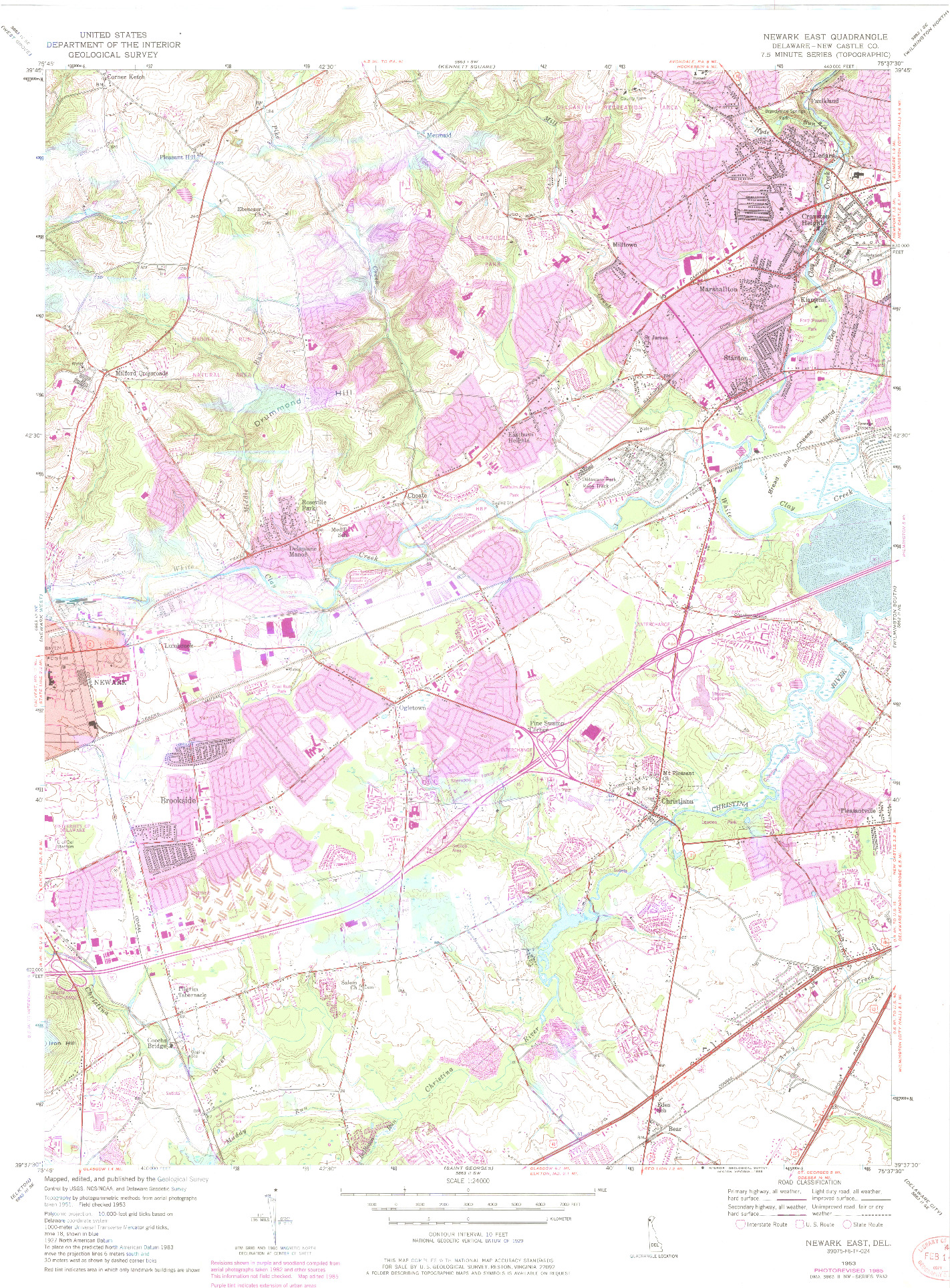 USGS 1:24000-SCALE QUADRANGLE FOR NEWARK EAST, DE 1953