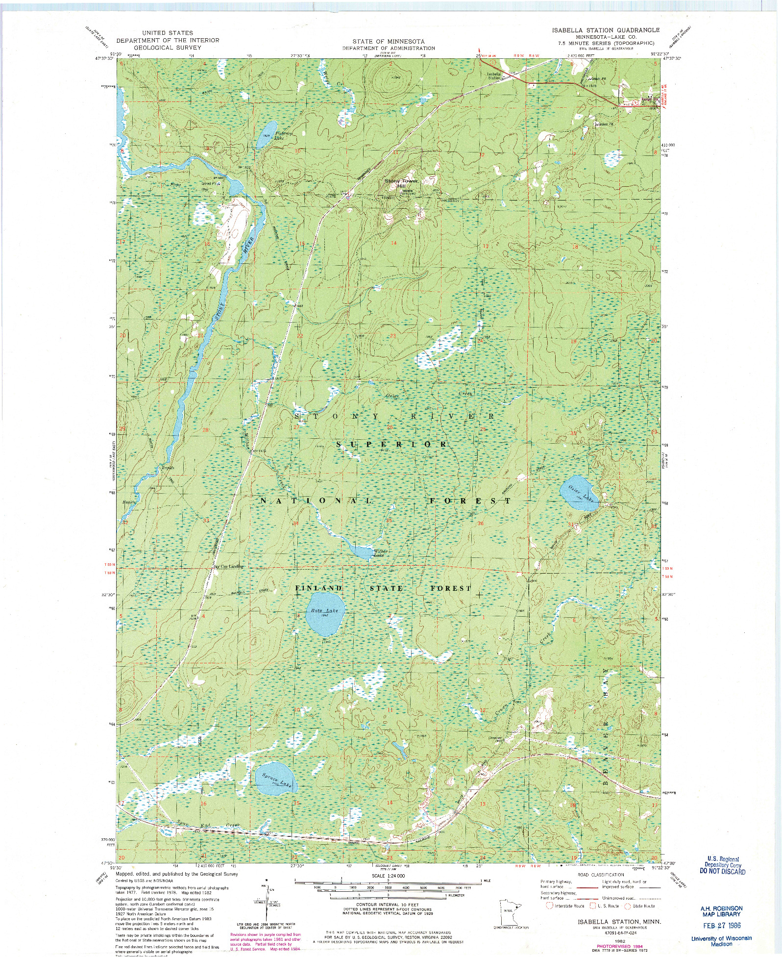 USGS 1:24000-SCALE QUADRANGLE FOR ISABELLA STATION, MN 1982