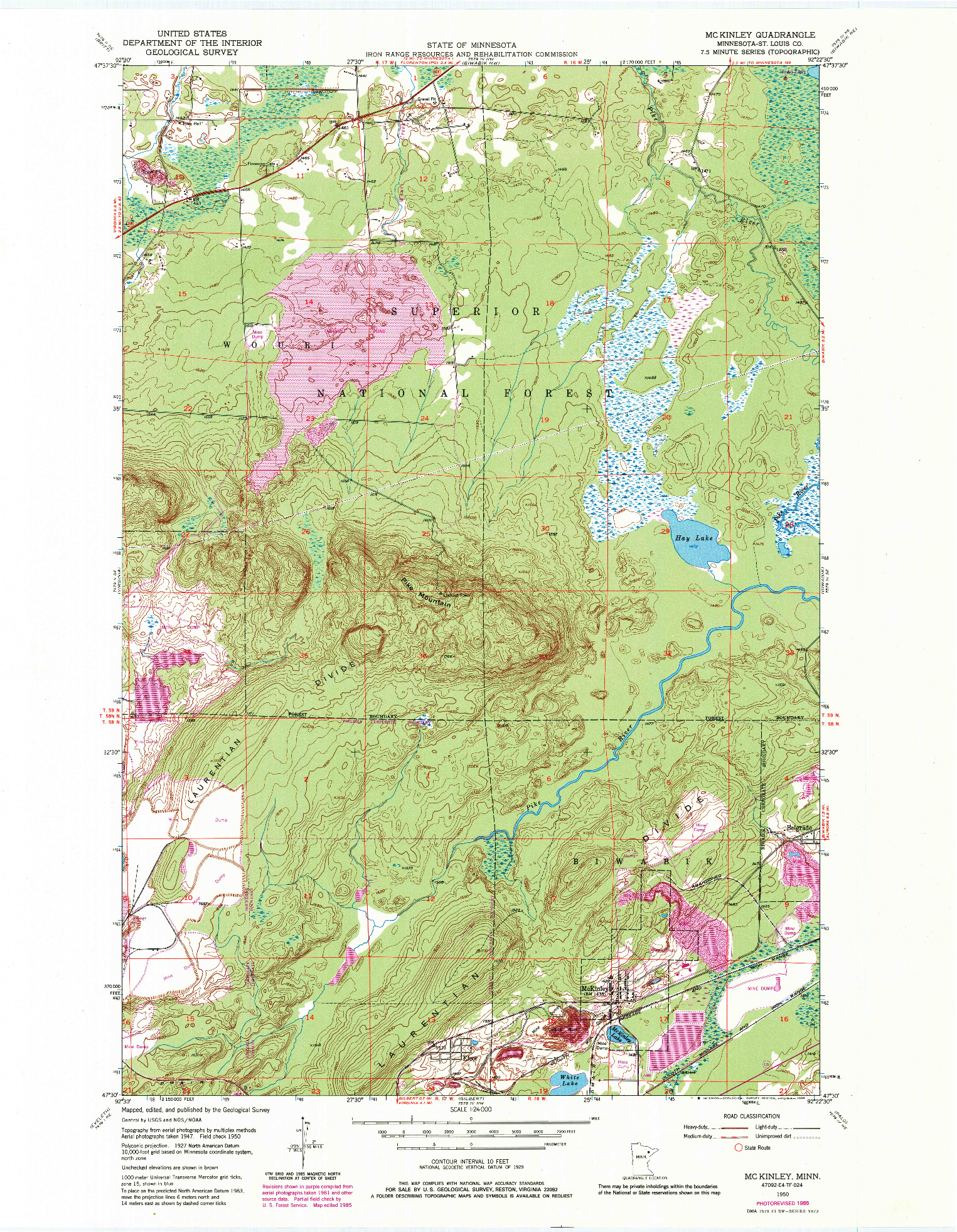 USGS 1:24000-SCALE QUADRANGLE FOR MC KINLEY, MN 1950