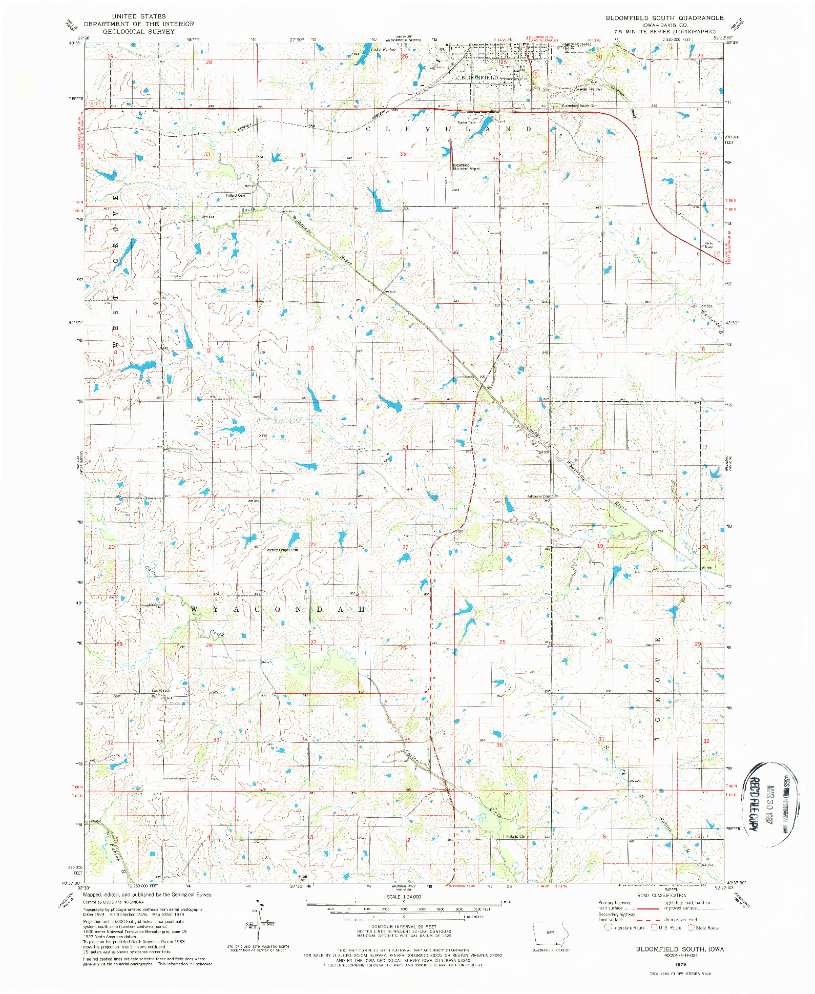 USGS 1:24000-SCALE QUADRANGLE FOR BLOOMFIELD SOUTH, IA 1979