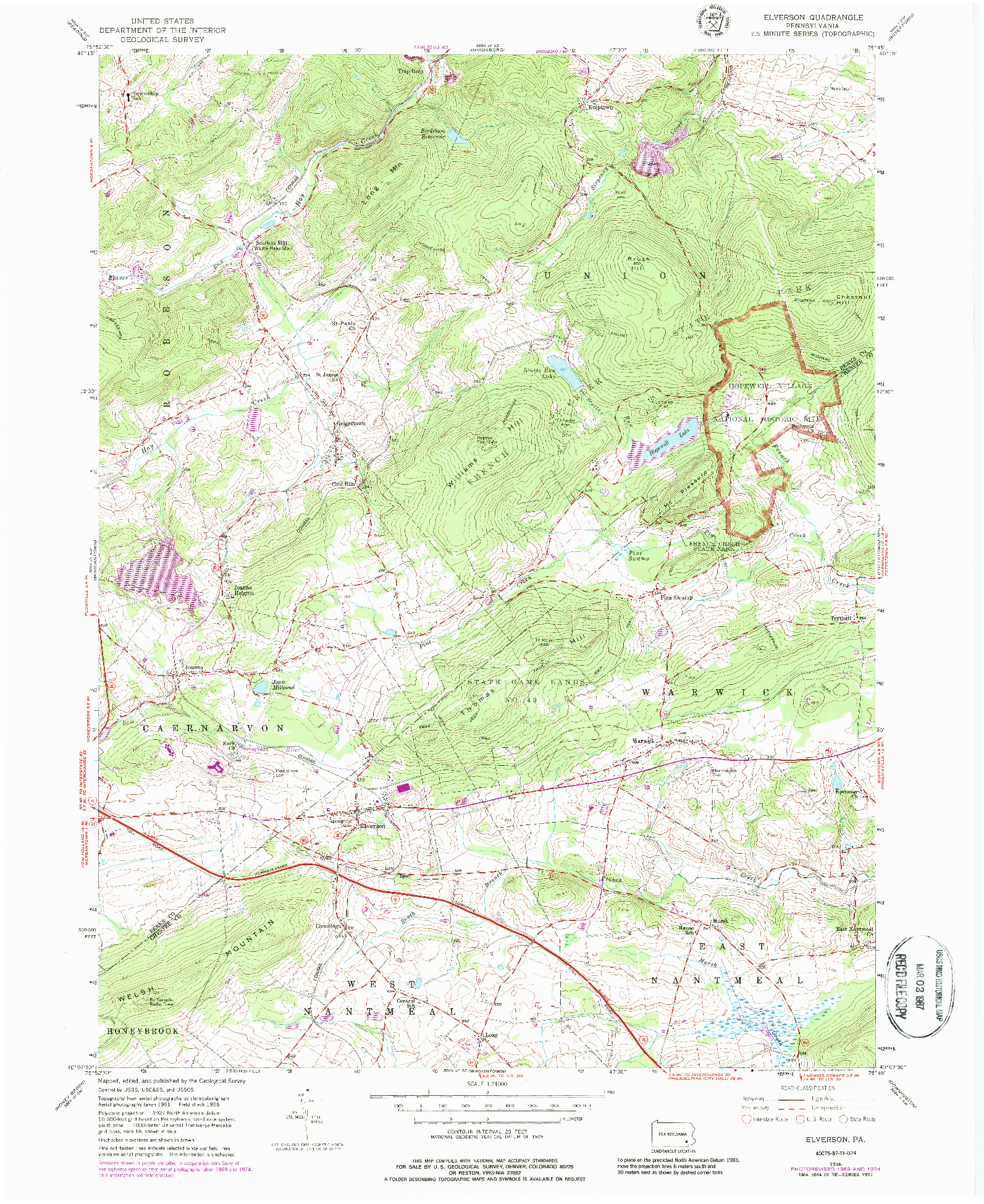 USGS 1:24000-SCALE QUADRANGLE FOR ELVERSON, PA 1956