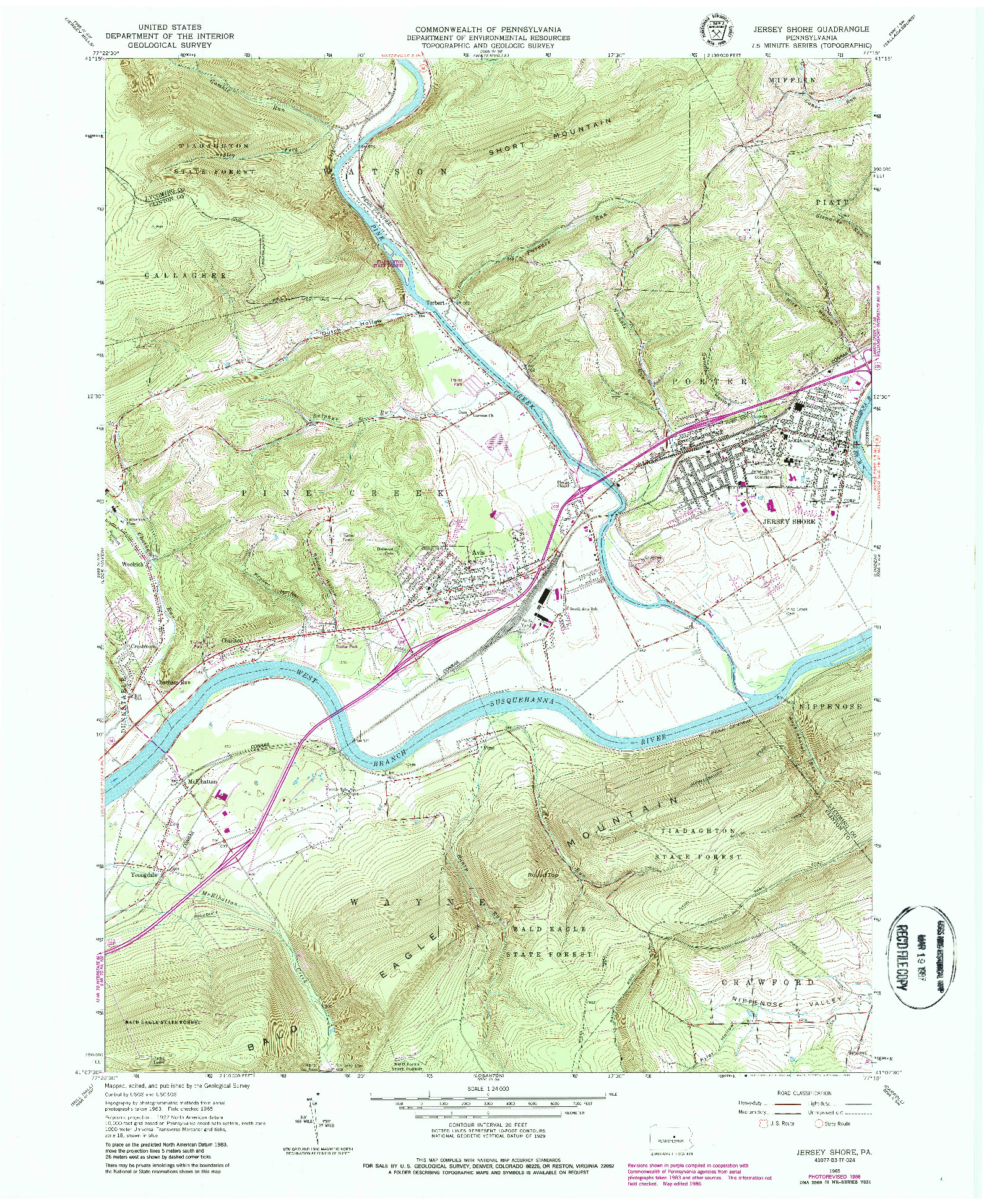 USGS 1:24000-SCALE QUADRANGLE FOR JERSEY SHORE, PA 1965