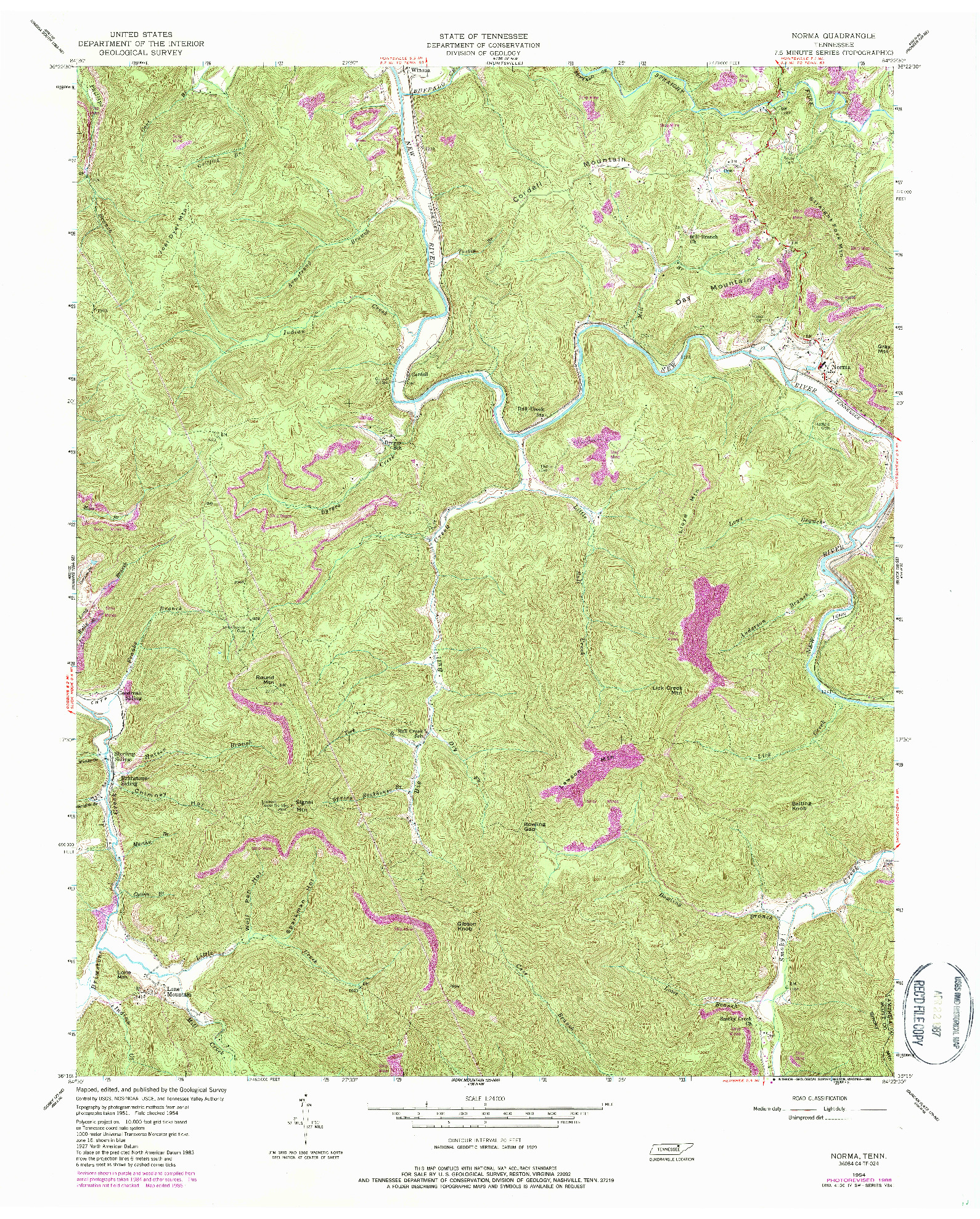 USGS 1:24000-SCALE QUADRANGLE FOR NORMA, TN 1954