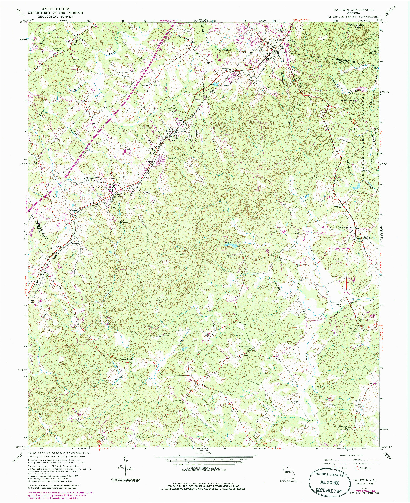 USGS 1:24000-SCALE QUADRANGLE FOR BALDWIN, GA 1964