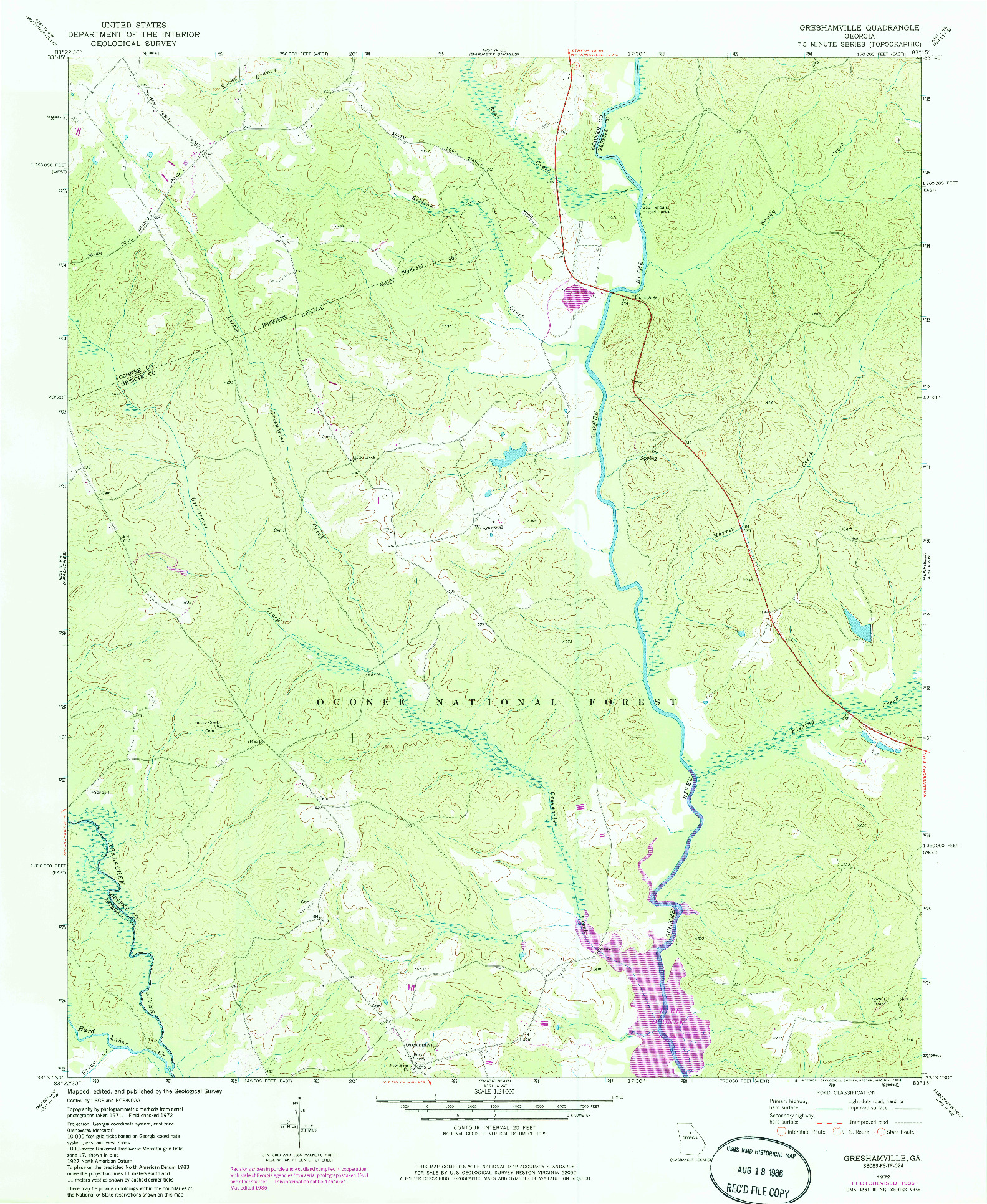 USGS 1:24000-SCALE QUADRANGLE FOR GRESHAMVILLE, GA 1972