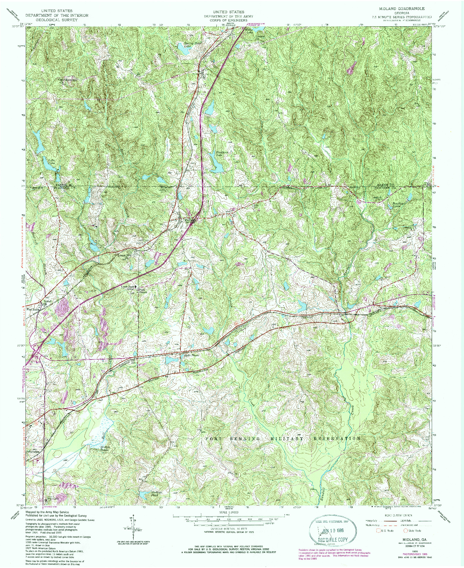 USGS 1:24000-SCALE QUADRANGLE FOR MIDLAND, GA 1955