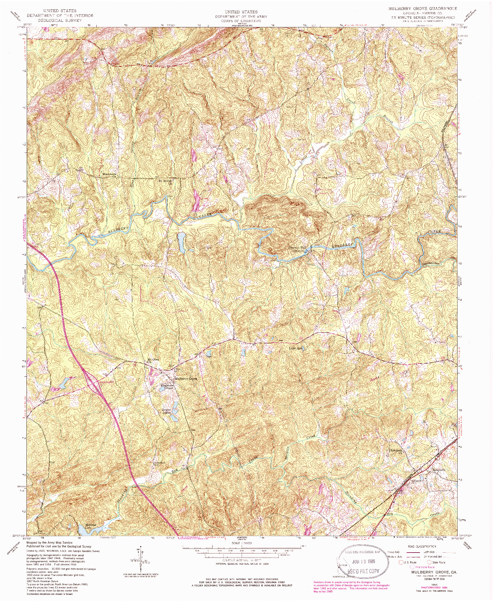 USGS 1:24000-SCALE QUADRANGLE FOR MULBERRY GROVE, GA 1955