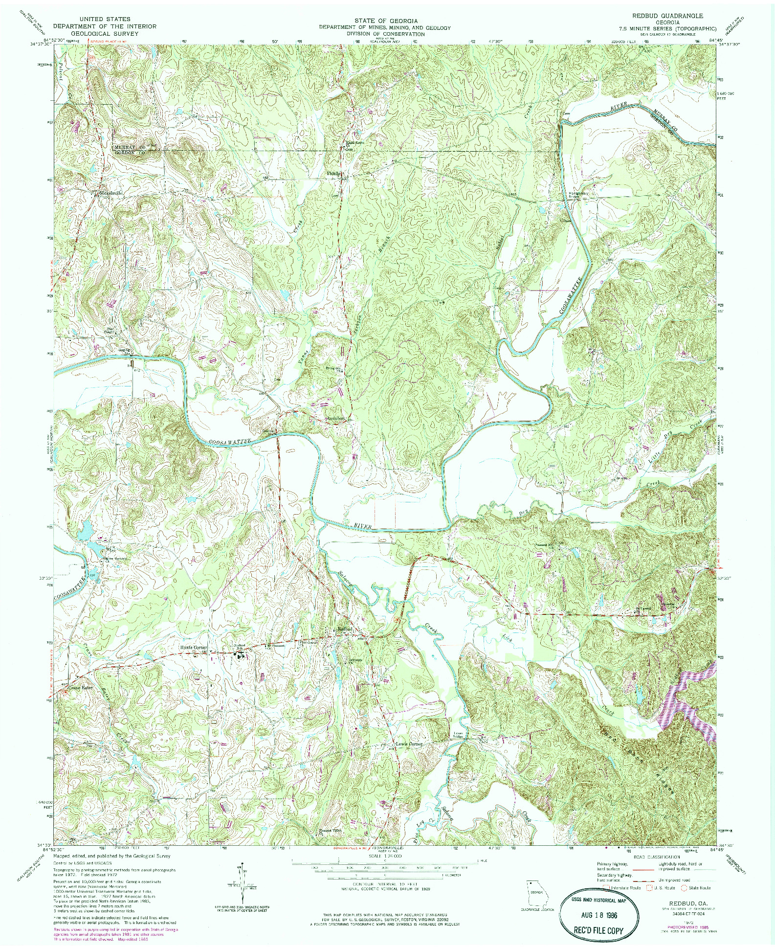 USGS 1:24000-SCALE QUADRANGLE FOR REDBUD, GA 1972