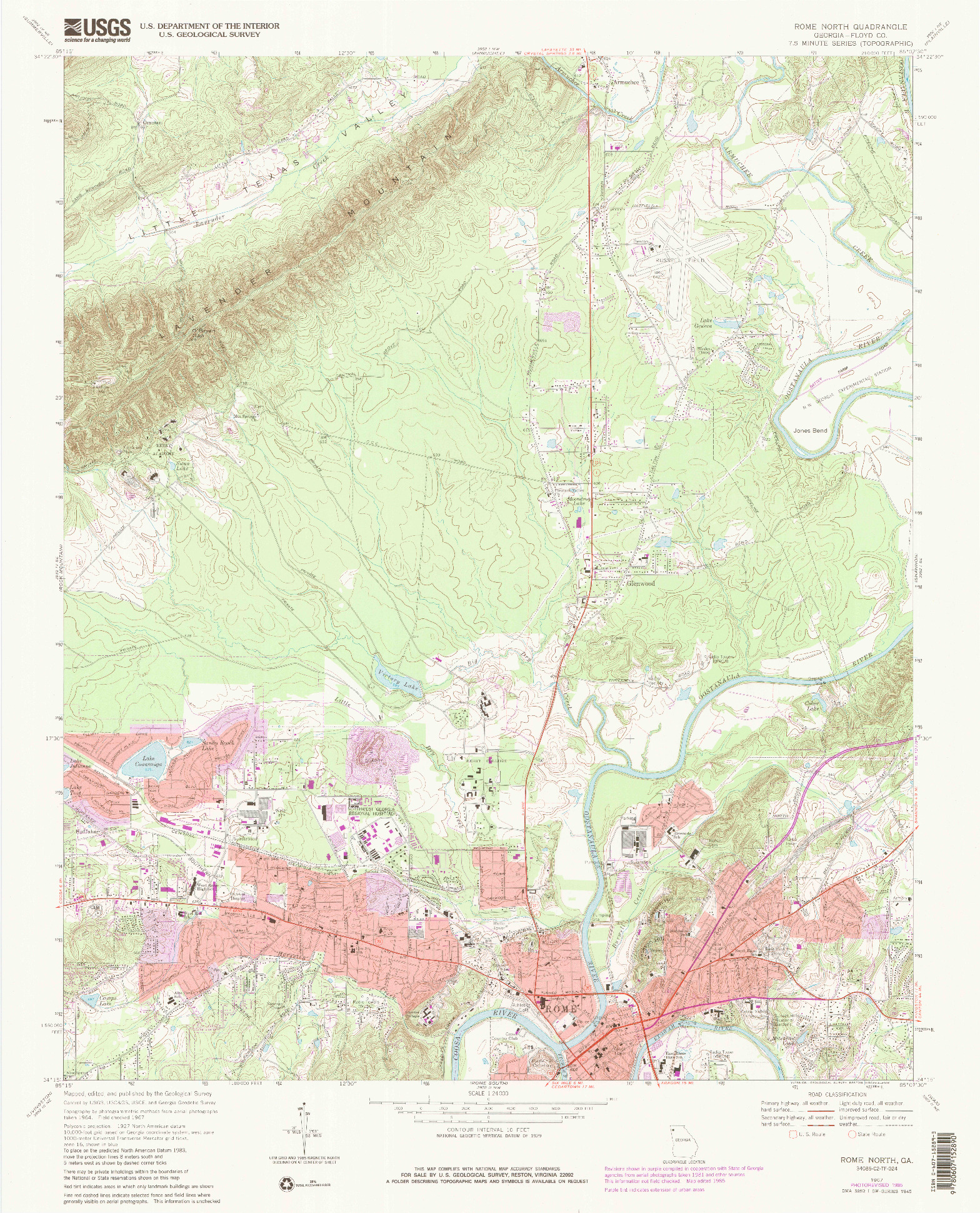 USGS 1:24000-SCALE QUADRANGLE FOR ROME NORTH, GA 1967