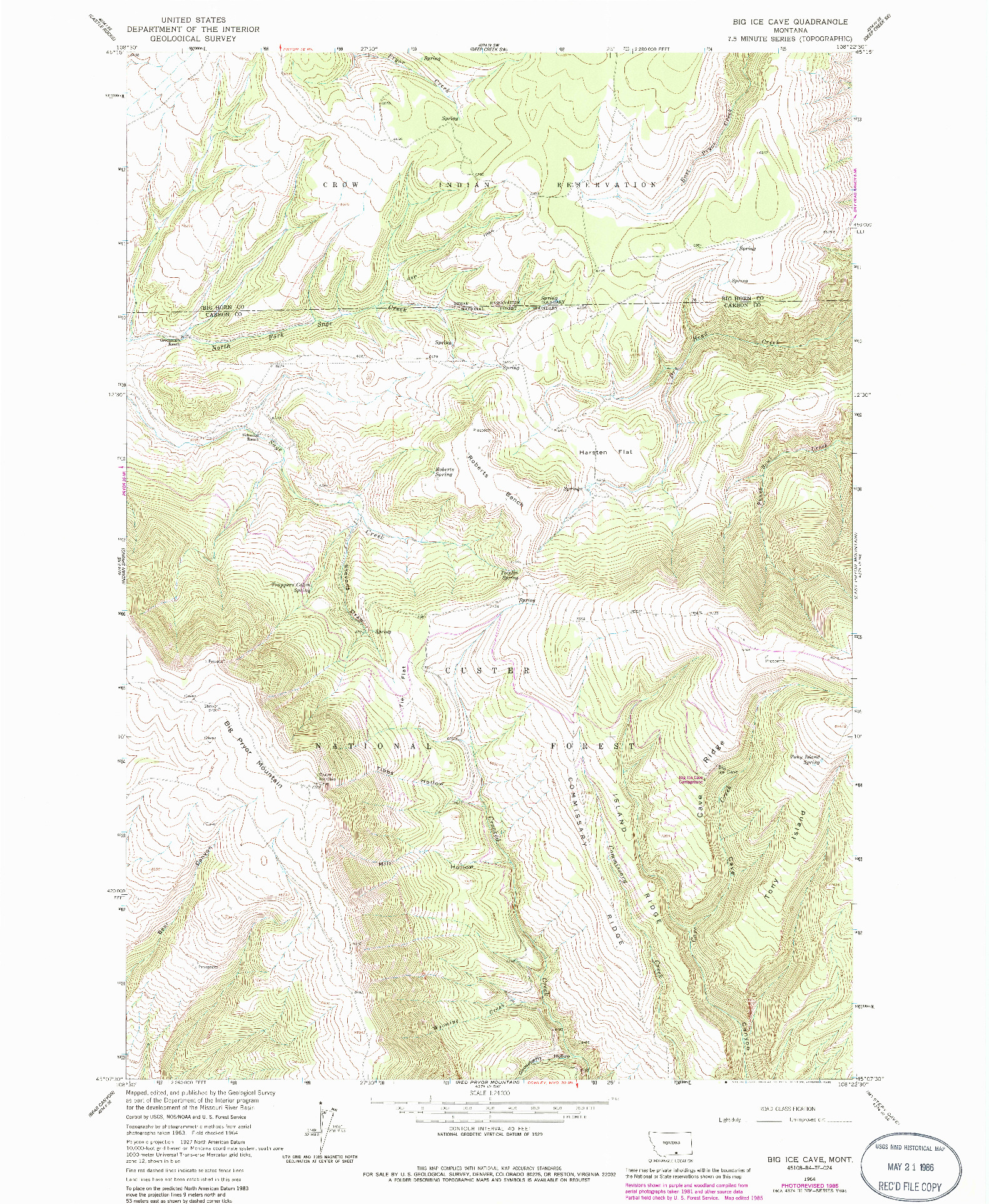 USGS 1:24000-SCALE QUADRANGLE FOR BIG ICE CAVE, MT 1964