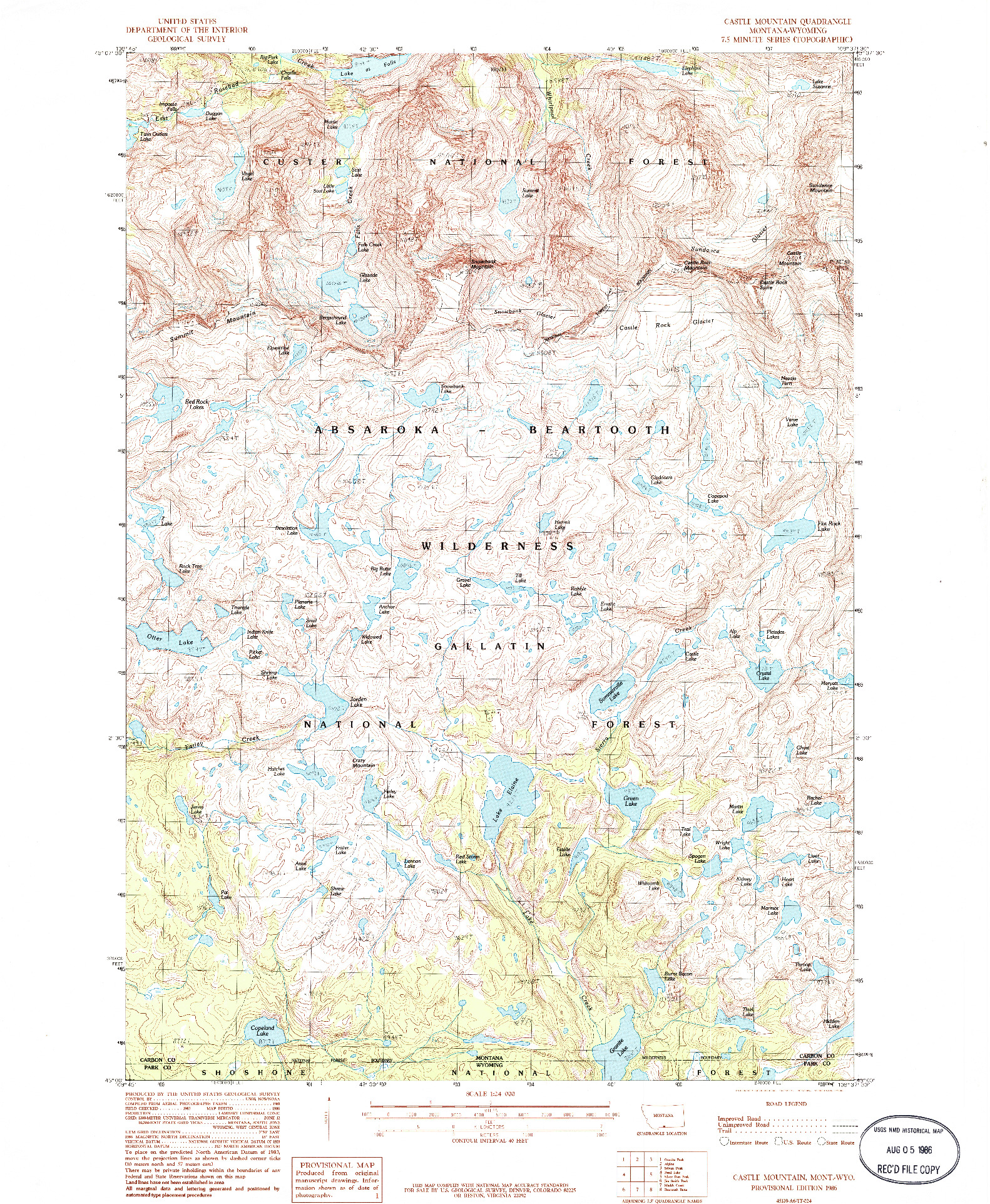 USGS 1:24000-SCALE QUADRANGLE FOR CASTLE MOUNTAIN, MT 1986