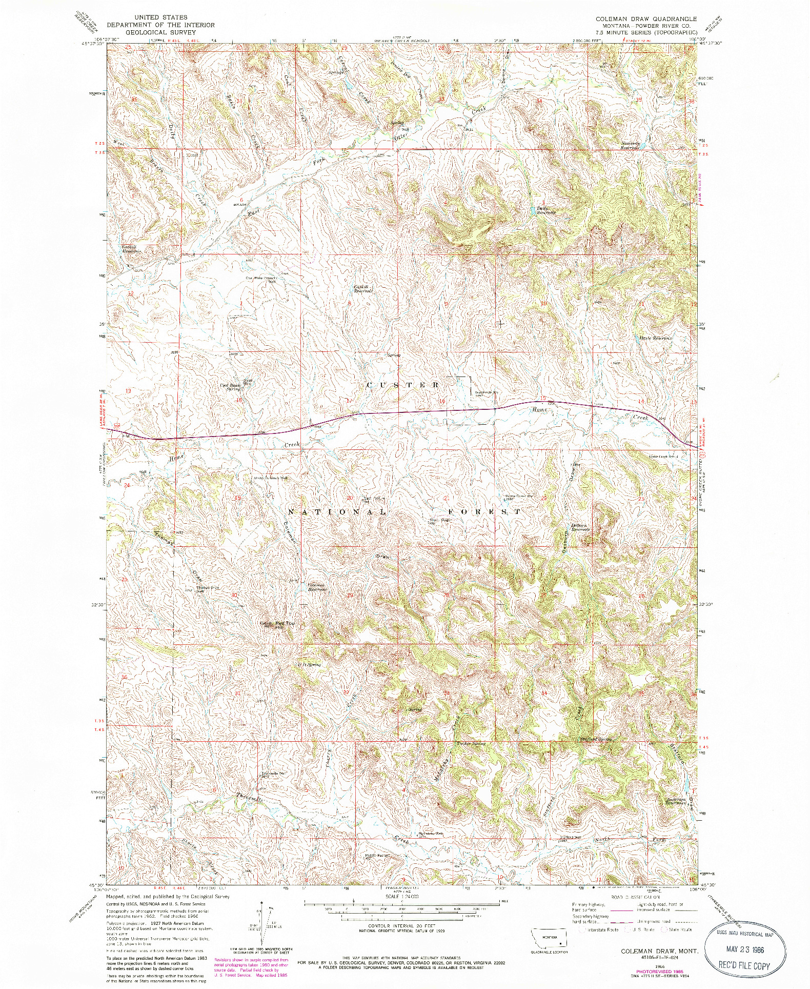 USGS 1:24000-SCALE QUADRANGLE FOR COLEMAN DRAW, MT 1966